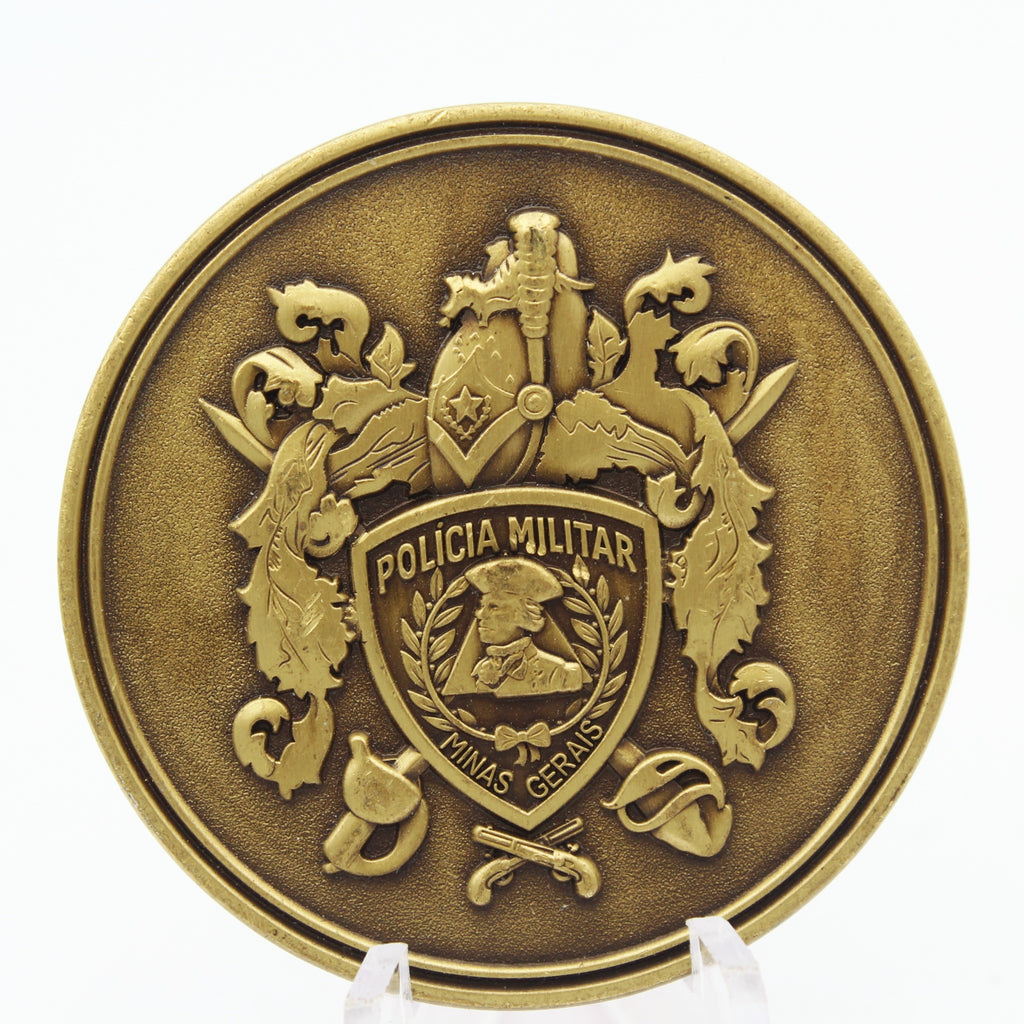Polícia Militar de Minas Gerais Challenge Coin 1.75" Brass Brazil Police Pre-owned