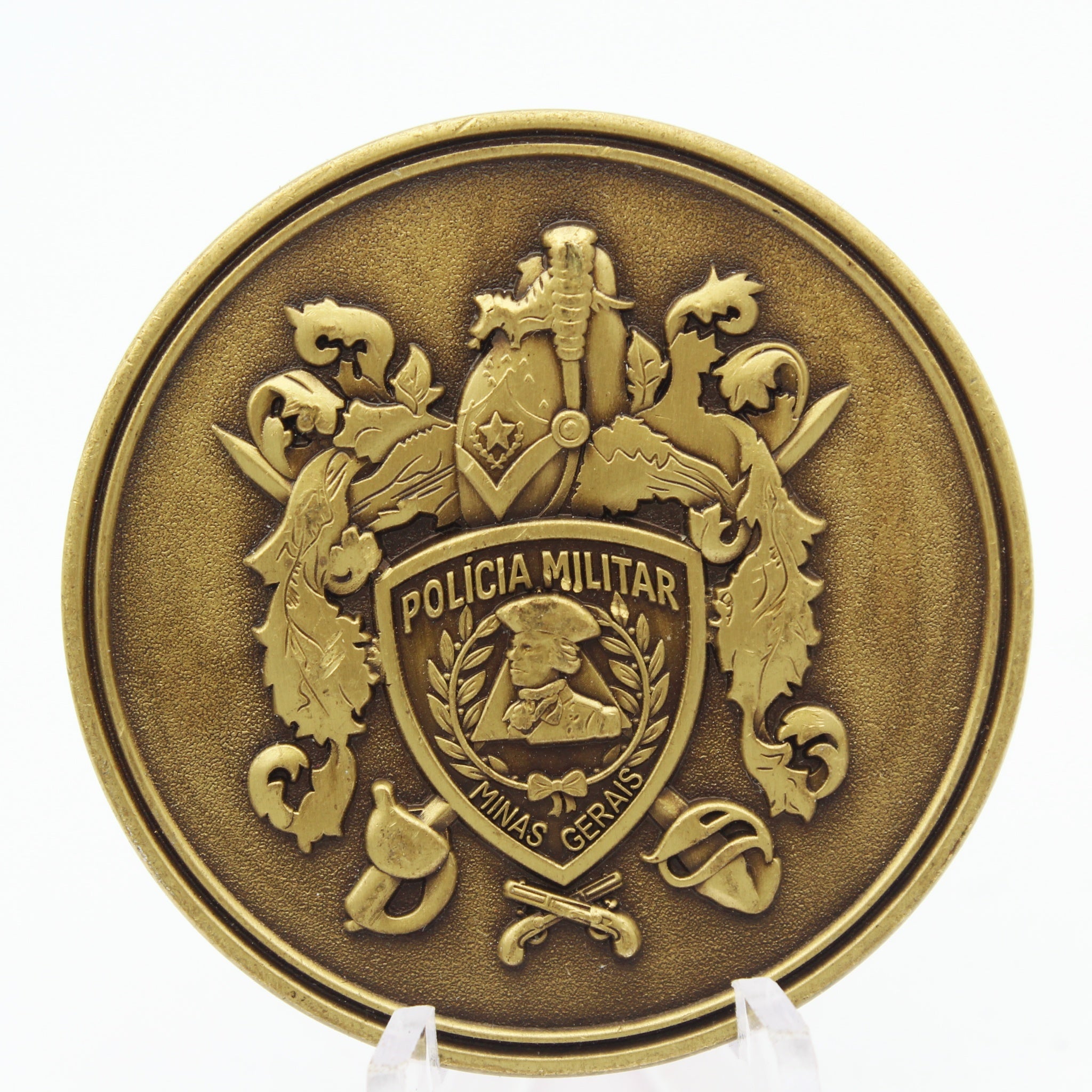 Polícia Militar de Minas Gerais Challenge Coin 1.75" Brass Brazil Police Pre-owned