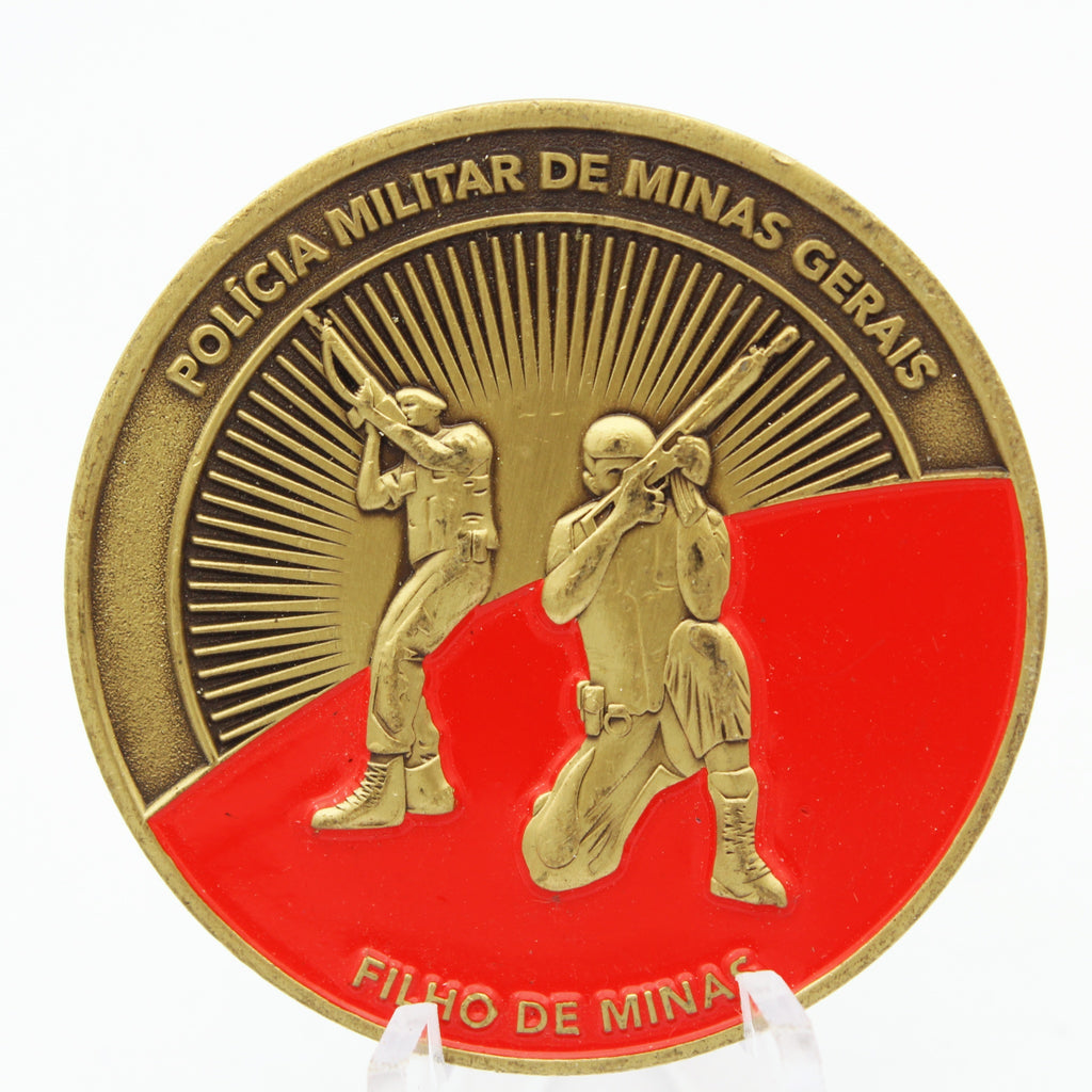 Polícia Militar de Minas Gerais Challenge Coin 1.75" Brass Brazil Police Pre-owned