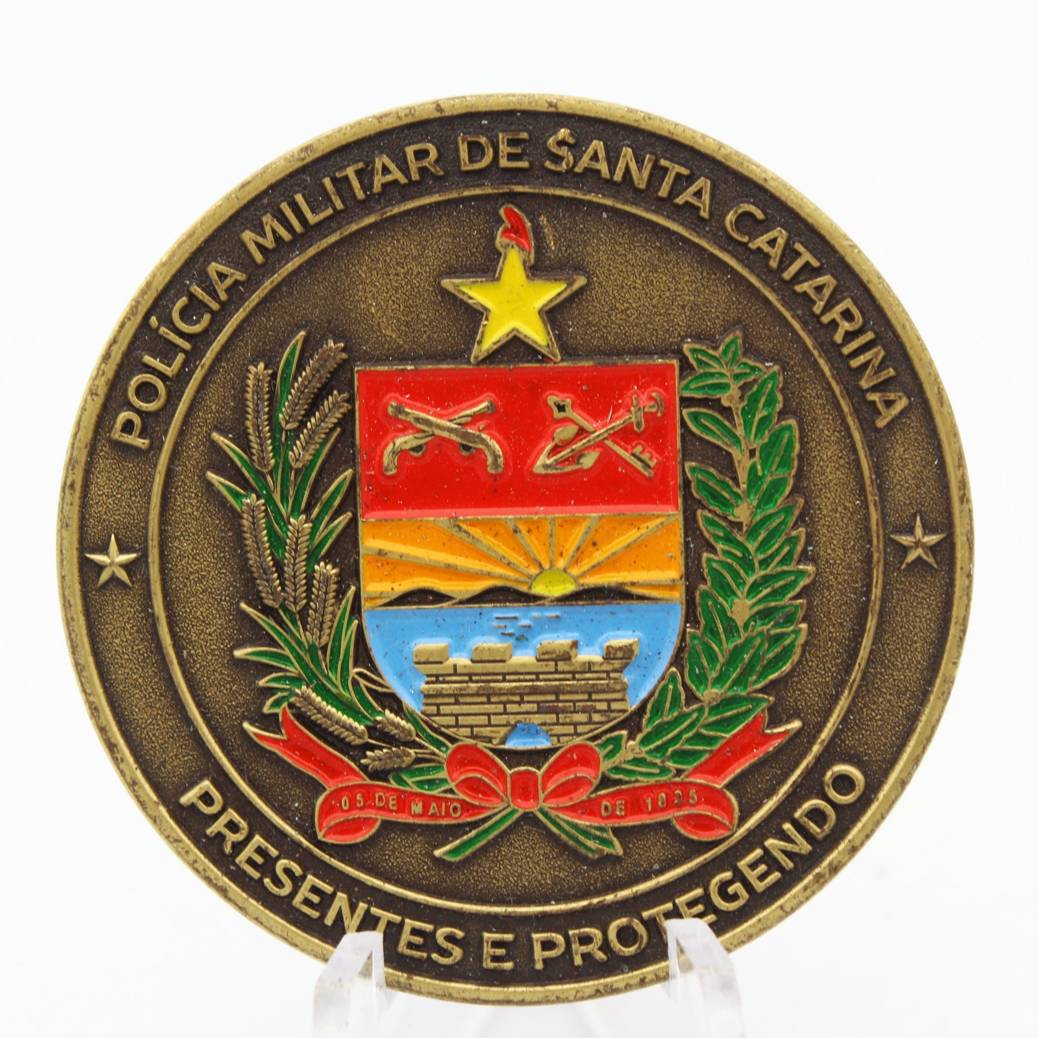 Santa Catarina Military Police 2019 Challenge Coin 1.75 Inch Brass Pre-owned