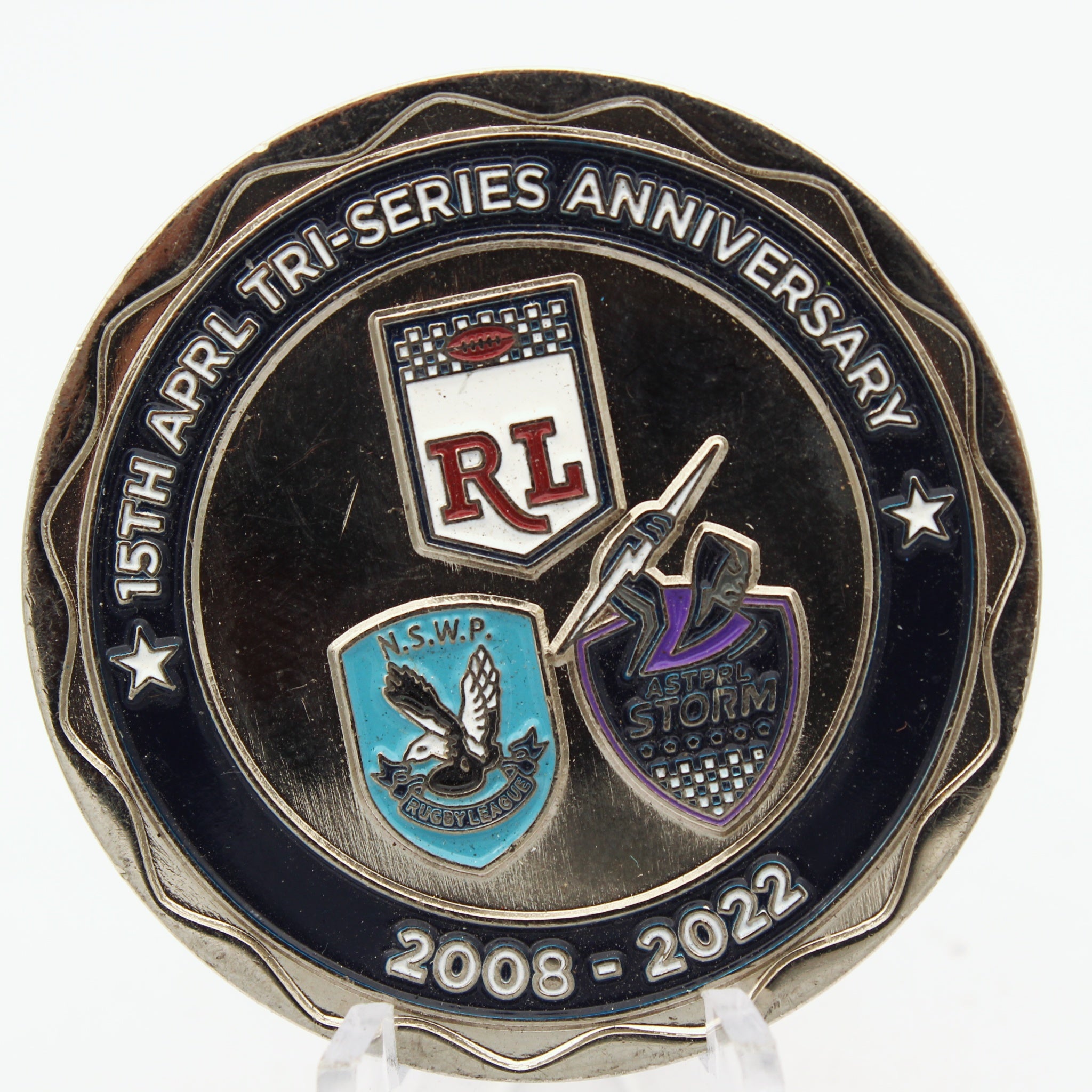 Australian Police Rugby League APRL 15th Tri-Series Anniversary Challenge Coin 1.75" Pre-owned