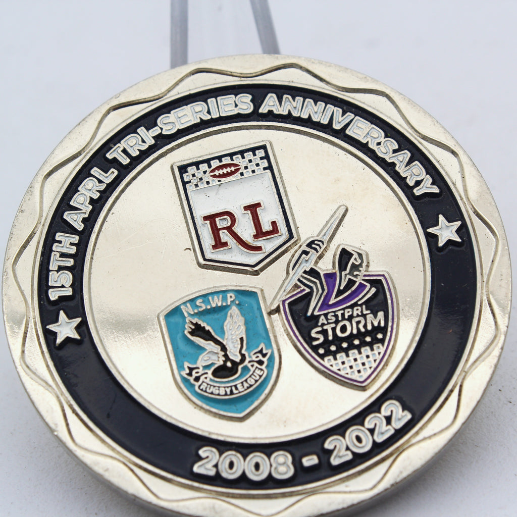 Australian Police Rugby League APRL 15th Tri-Series Anniversary Challenge Coin 1.75" Pre-owned