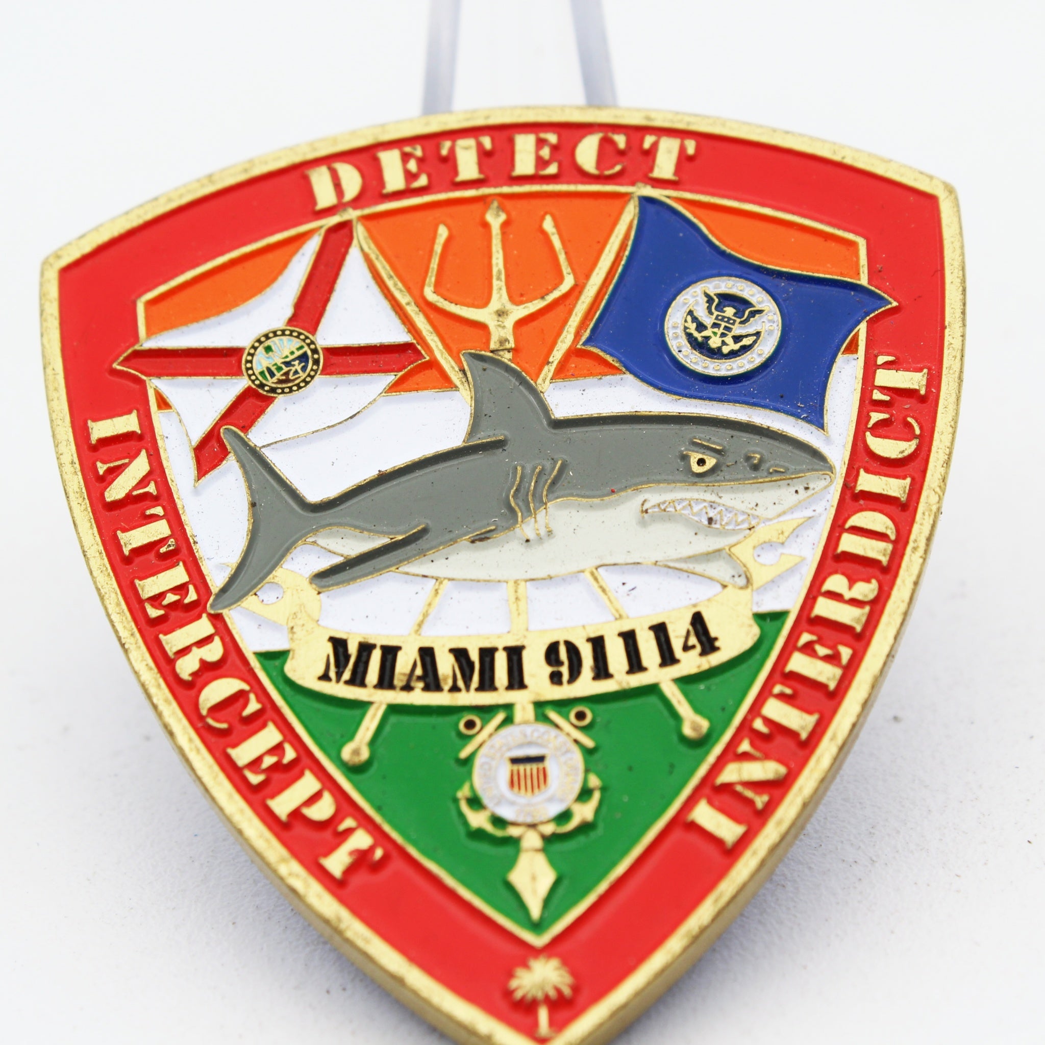 US Coast Guard Intelligence Division Miami 91114 Challenge Coin 2" Brass Pre-owned