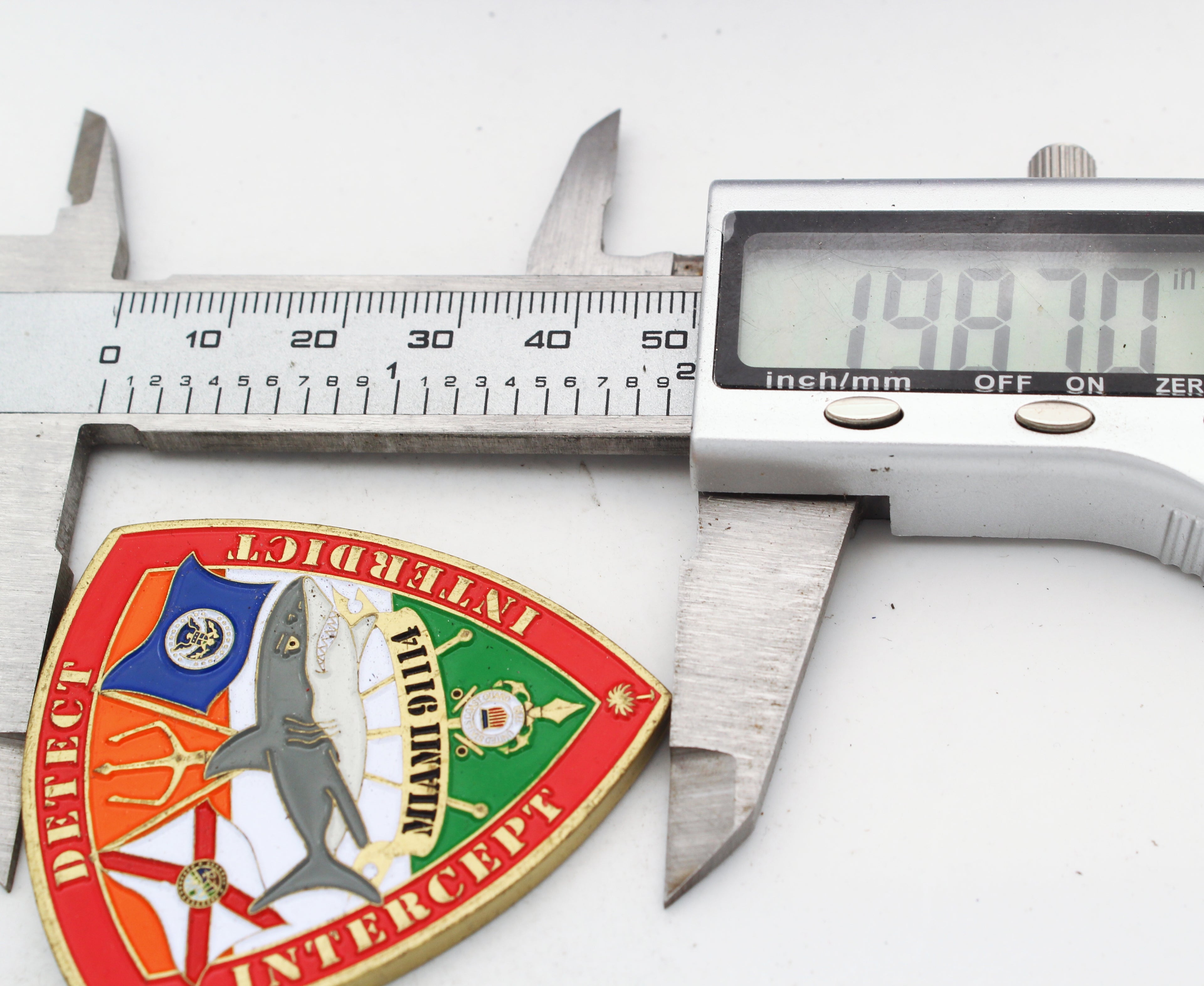 US Coast Guard Intelligence Division Miami 91114 Challenge Coin 2" Brass Pre-owned