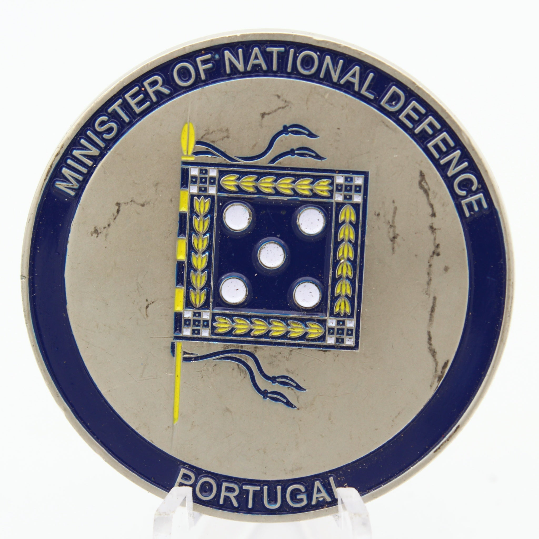 Portugal Ministry of National Defence Challenge Coin 1.85" Brass Pre-owned