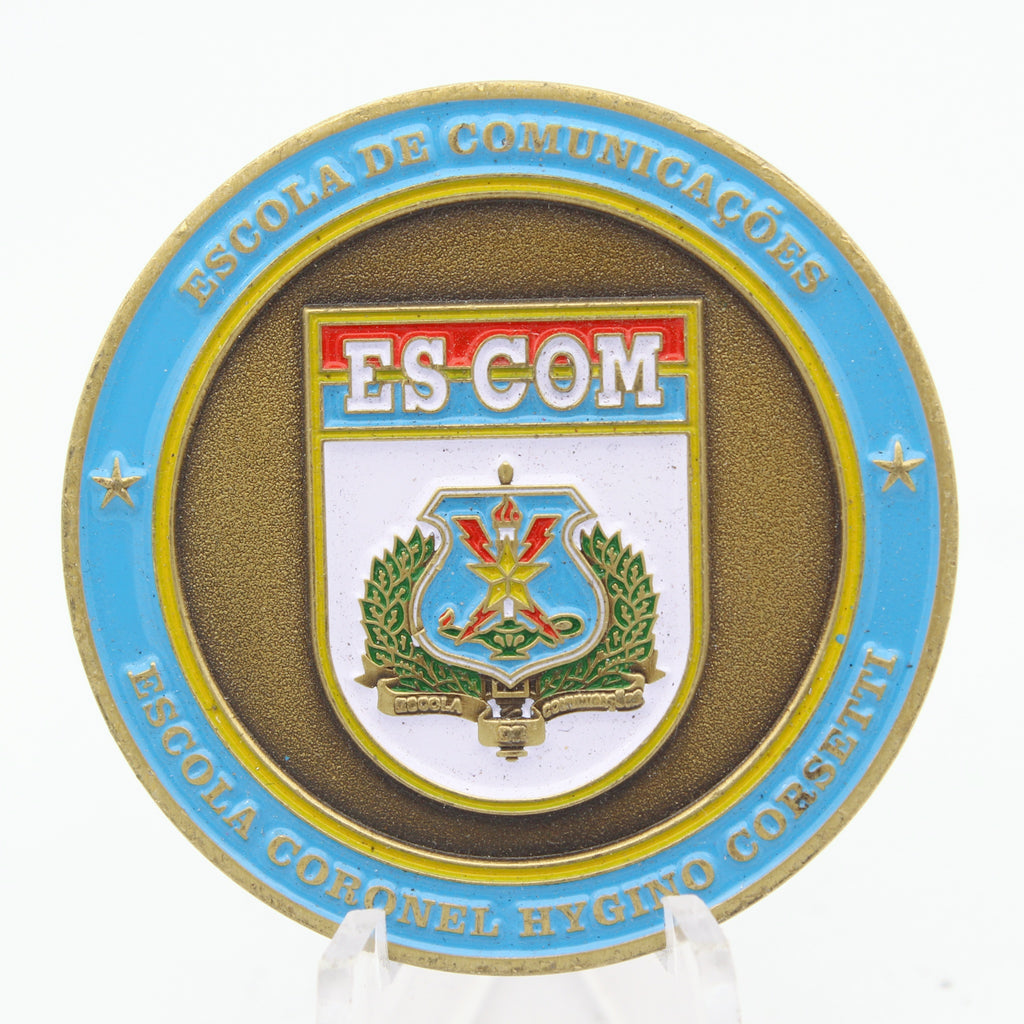 Brazil Army Communications School ES-COM Challenge Coin 1.75" Military Collectible Pre-owned