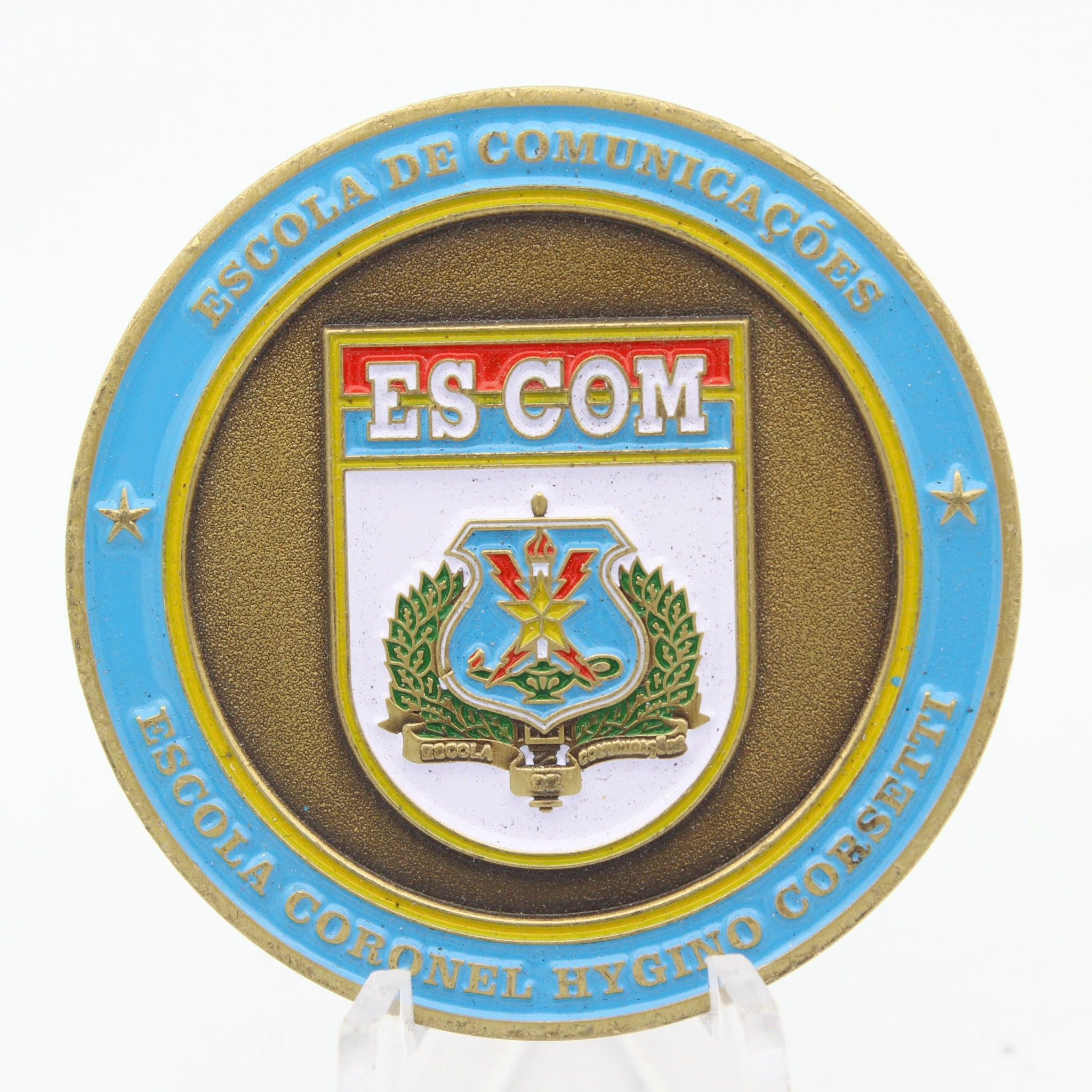 Brazil Army Communications School ES-COM Challenge Coin 1.75" Military Collectible Pre-owned