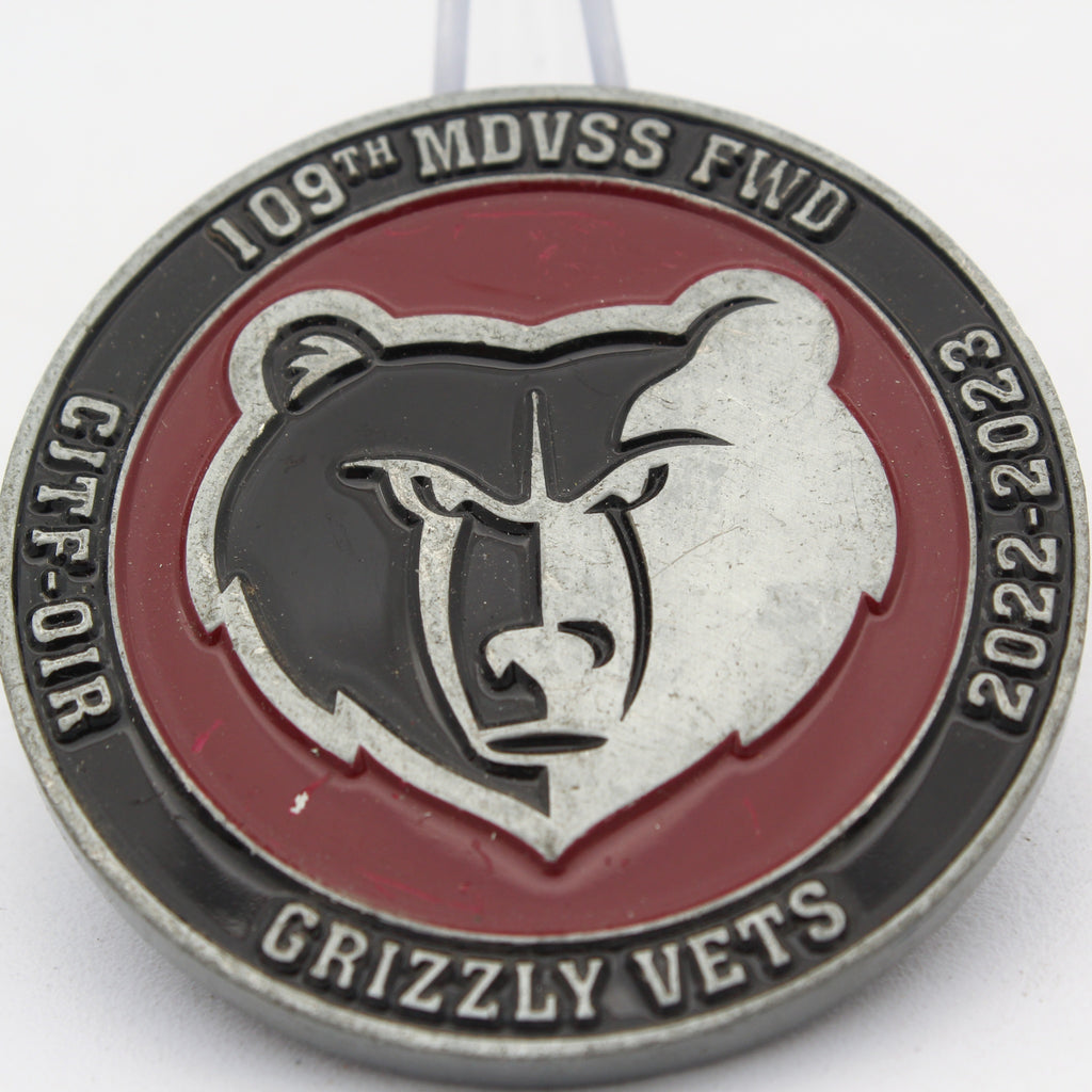109th MDVSS FWD Grizzly Vets Imperial Outpost Iraq Challenge Coin 2" Pre-owned