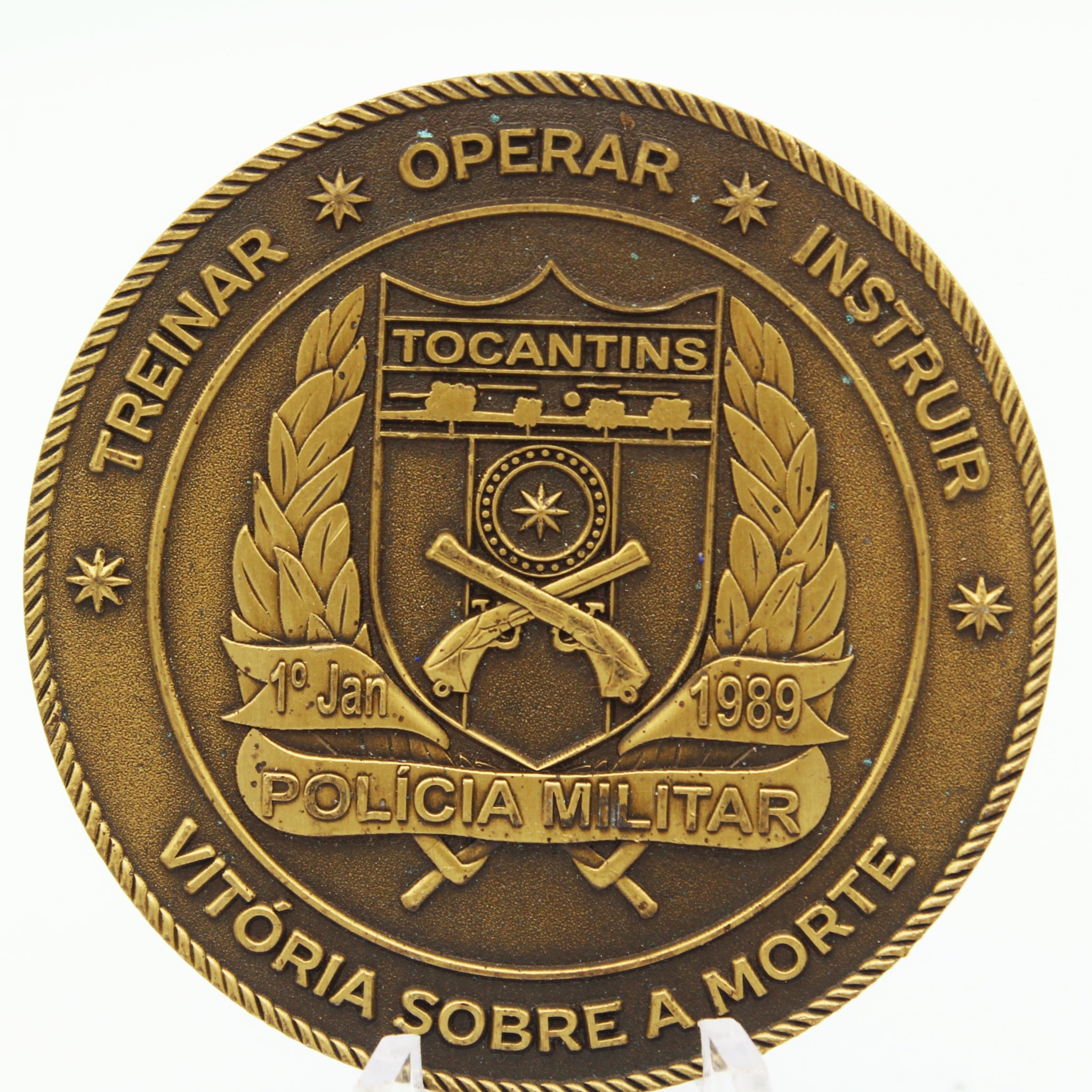 Caveira do Sol Operações Especiais Challenge Coin 2 Inch Brazil Special Police Collectible Pre-owned