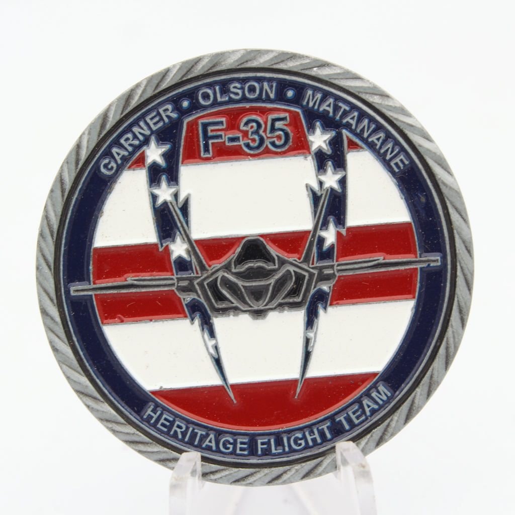 F-35 Heritage Flight Team 2018 Air Force Demo Team Challenge Coin 1.75" Copper Pre-Owned