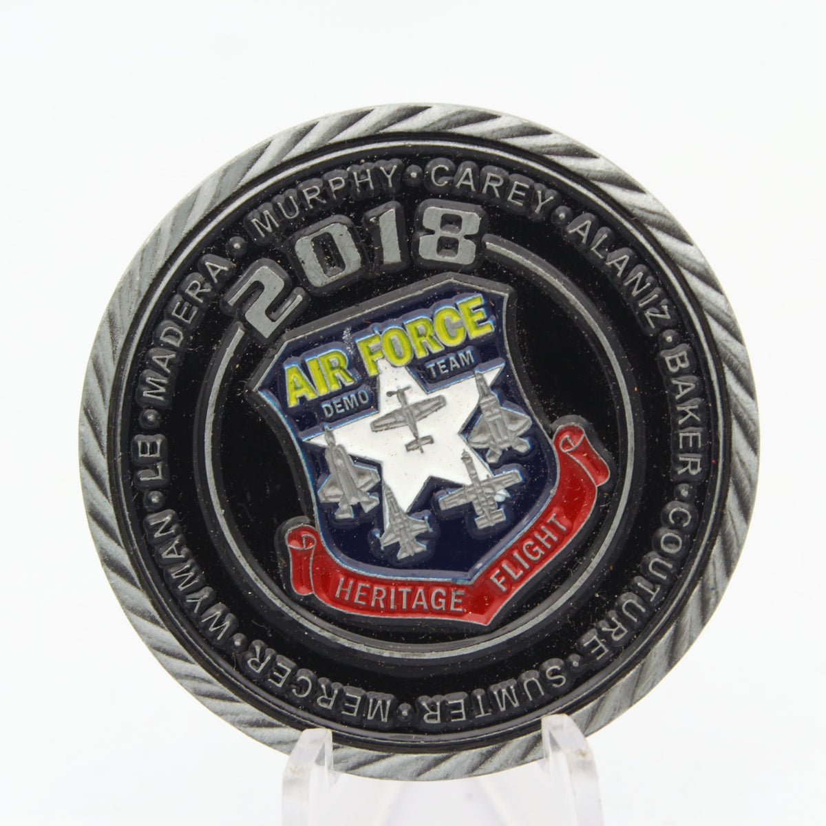 F-35 Heritage Flight Team 2018 Air Force Demo Team Challenge Coin 1.75" Copper Pre-Owned