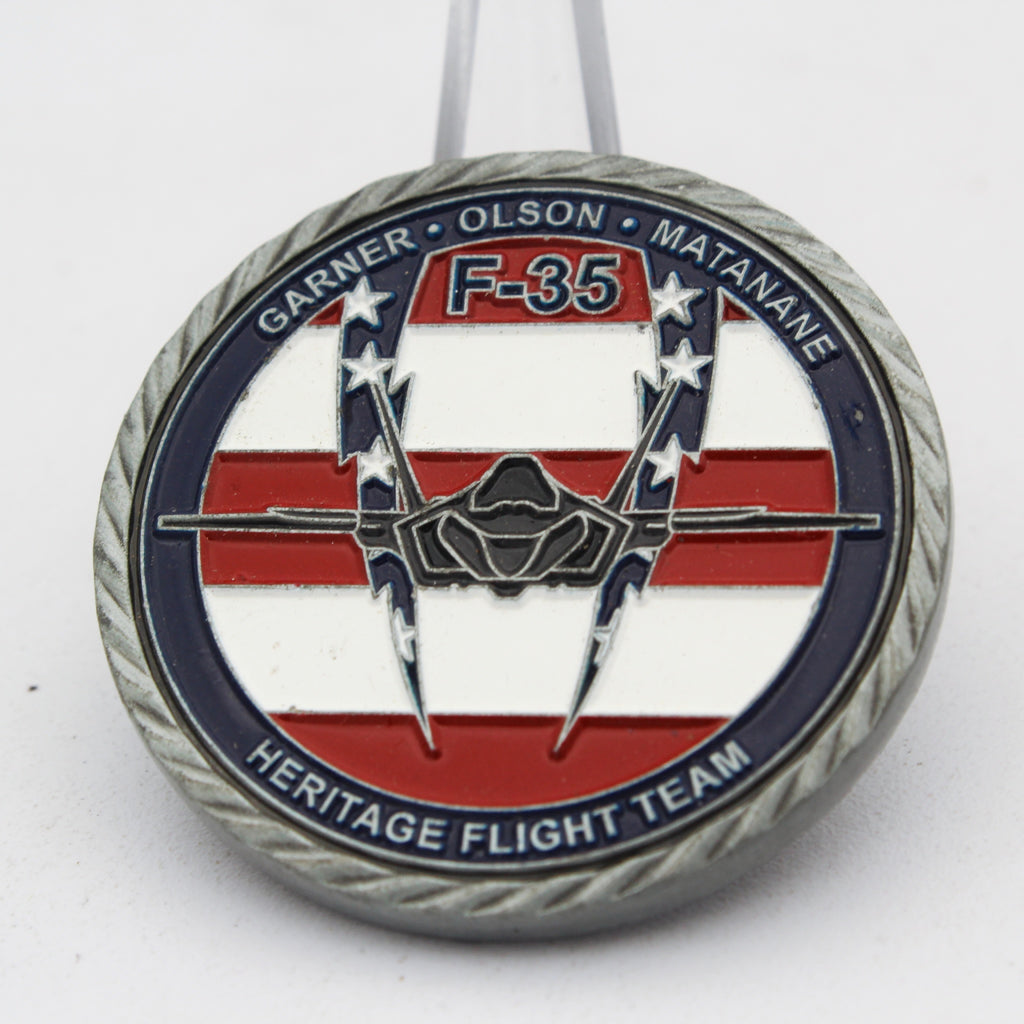 F-35 Heritage Flight Team 2018 Air Force Demo Team Challenge Coin 1.75" Copper Pre-Owned