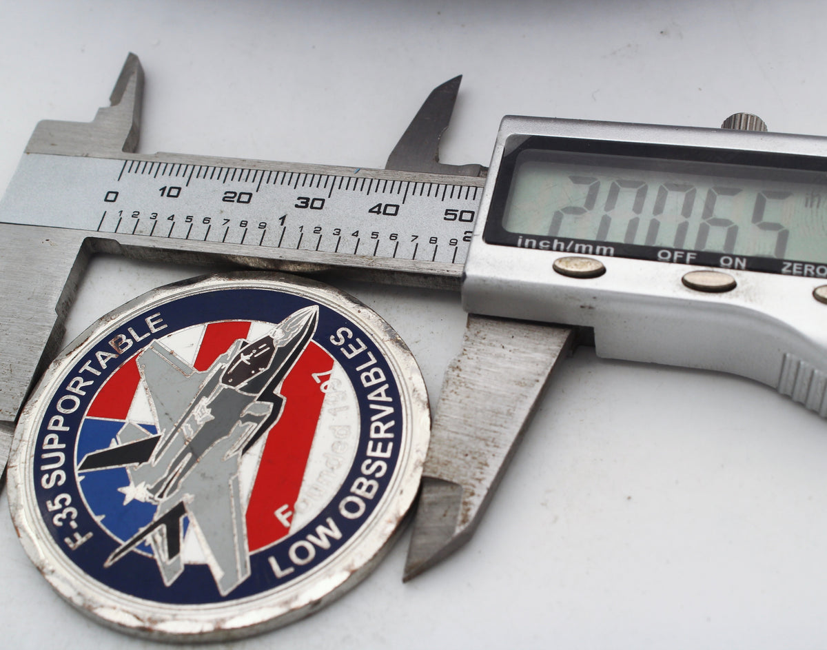 F-35 Supportable Low Observables 25th Anniversary 1997-2022 Challenge Coin 2.0" Copper Pre-Owned