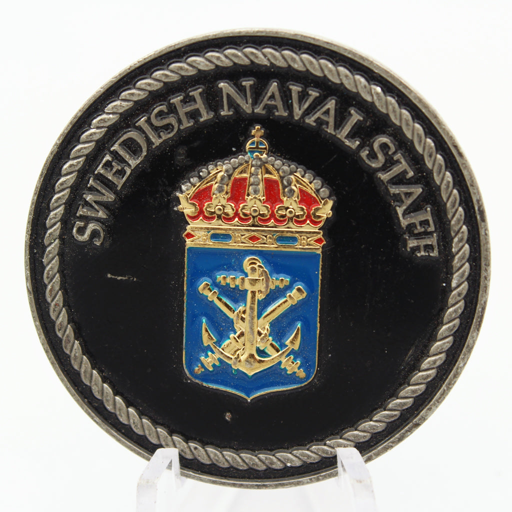 Swedish Armed Forces Naval Staff Challenge Coin 1.5 Inch Pre-Owned