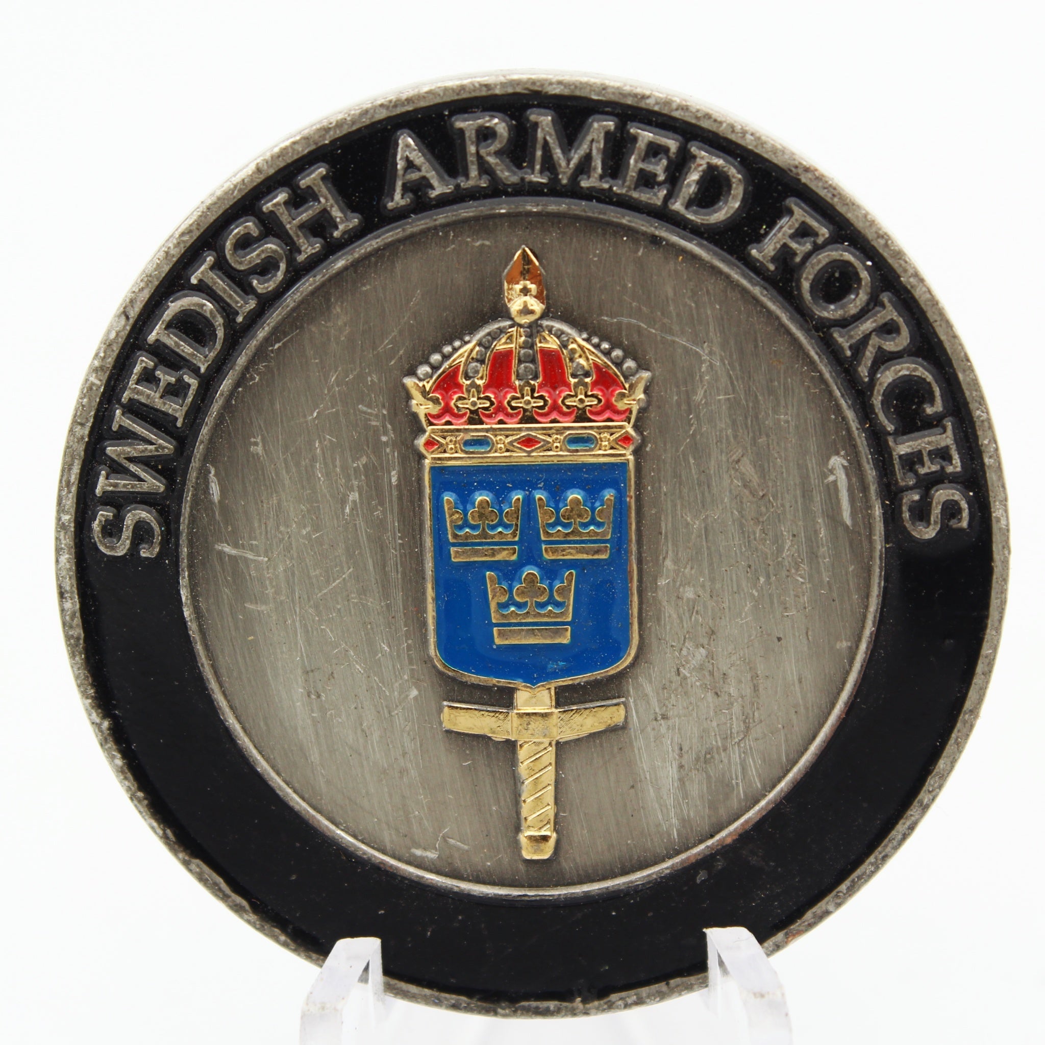 Swedish Armed Forces Naval Staff Challenge Coin 1.5 Inch Pre-Owned
