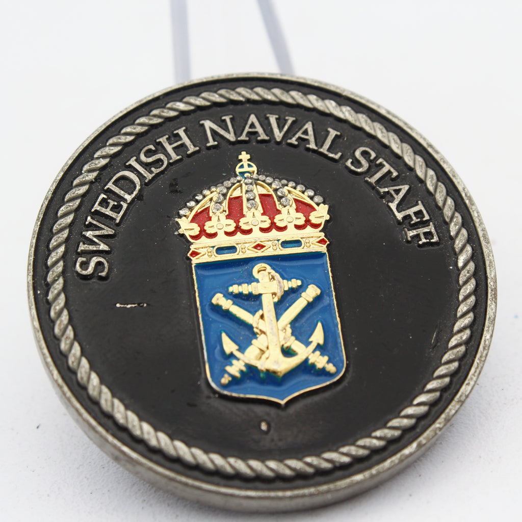 Swedish Armed Forces Naval Staff Challenge Coin 1.5 Inch Pre-Owned