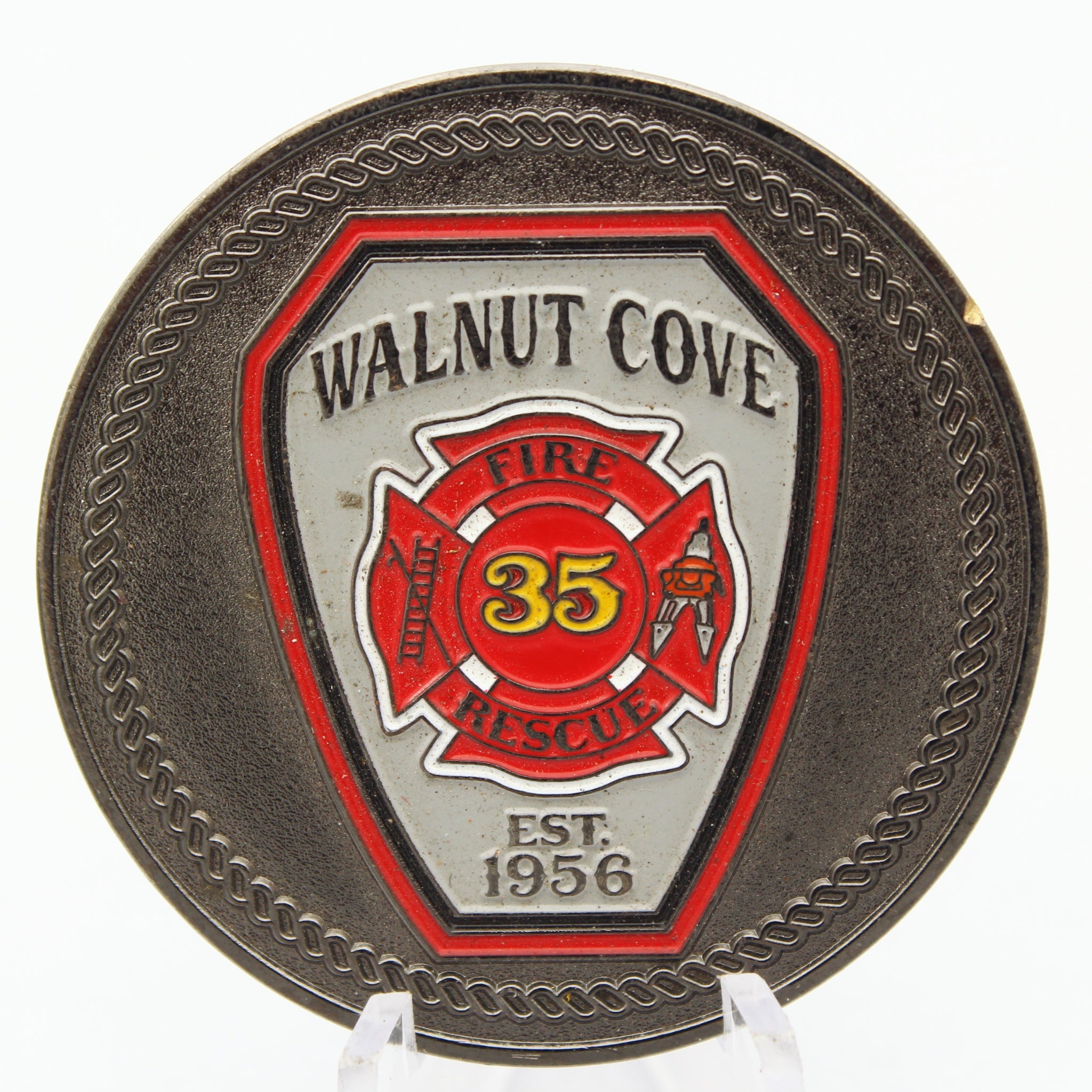 Walnut Cove Fire Rescue Fire 35 Challenge Coin North Carolina 1.75" Copper Pre-owned