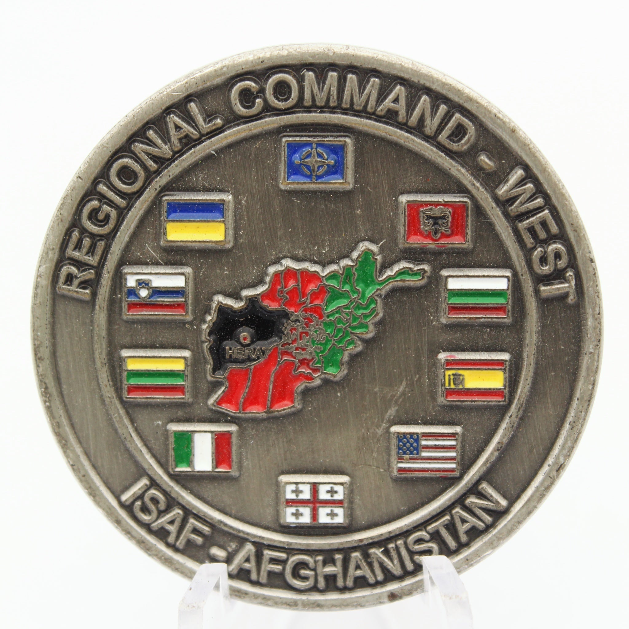 ISAF Afghanistan Regional Command West Challenge Coin 1.5 Inch Military Collectible Pre-owned