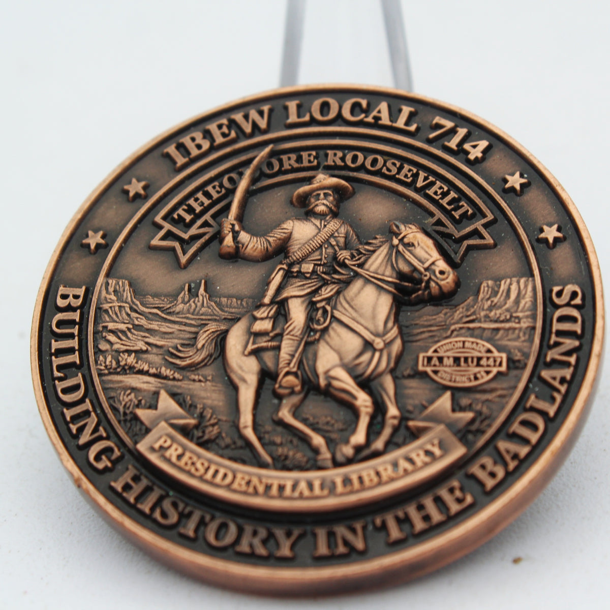 IBEW Local 714 Theodore Roosevelt Presidential Library Challenge Coin 1.75" Pre-Owned
