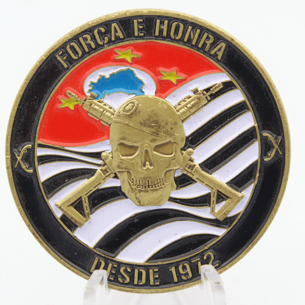 São Paulo Military Police Força Tática Challenge Coin 1.65" Copper Pre-Owned