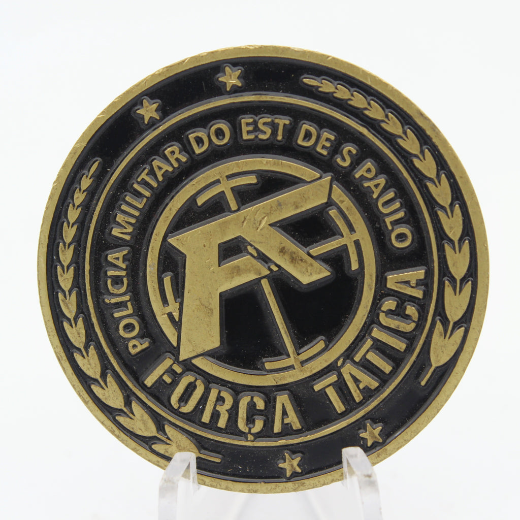 São Paulo Military Police Força Tática Challenge Coin 1.65" Copper Pre-Owned
