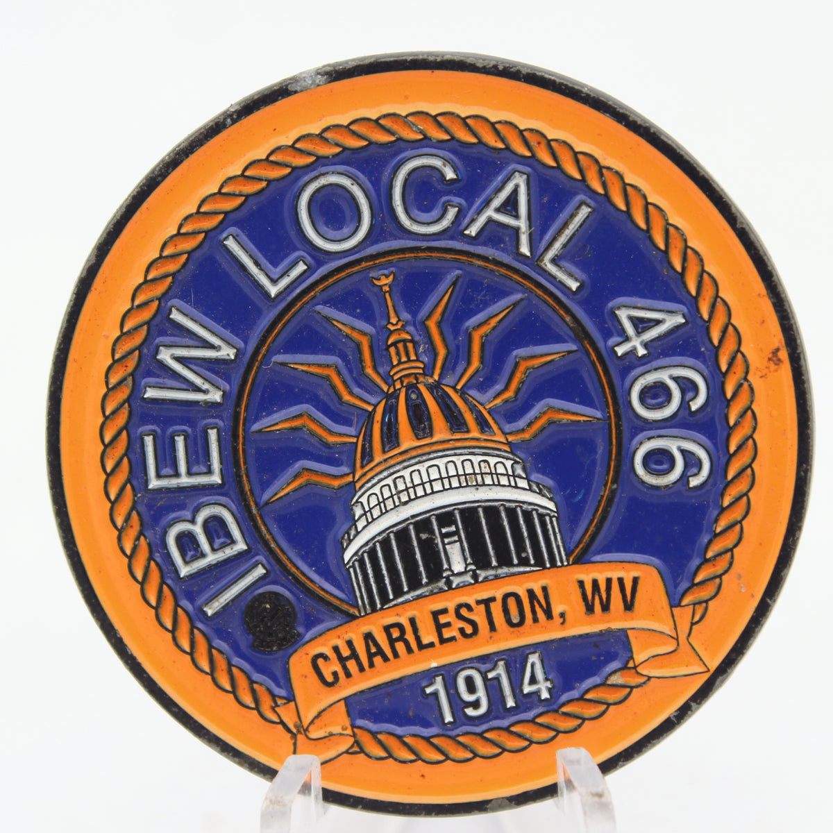 IBEW Local 466 Charleston WV Challenge Coin 1.75" Copper Pre-Owned