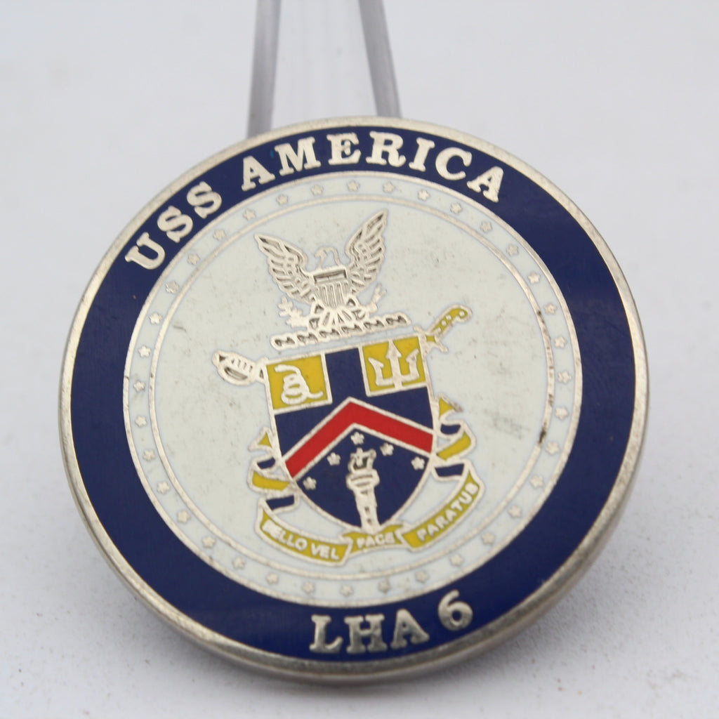 USS America LHA-6 Challenge Coin 1.5" Copper Pre-Owned