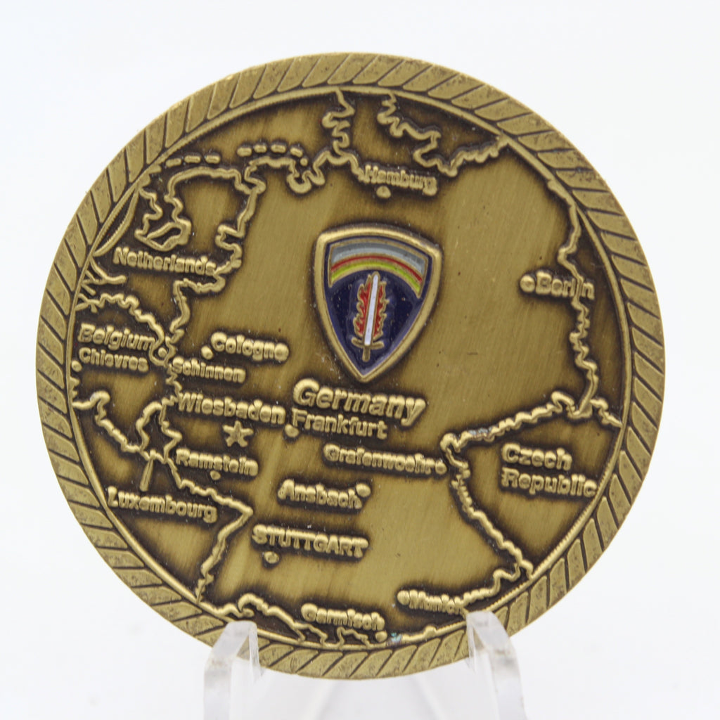 Wiesbaden Germany U.S. Army Sword of Freedom Challenge Coin 1.6" Copper Pre-Owned