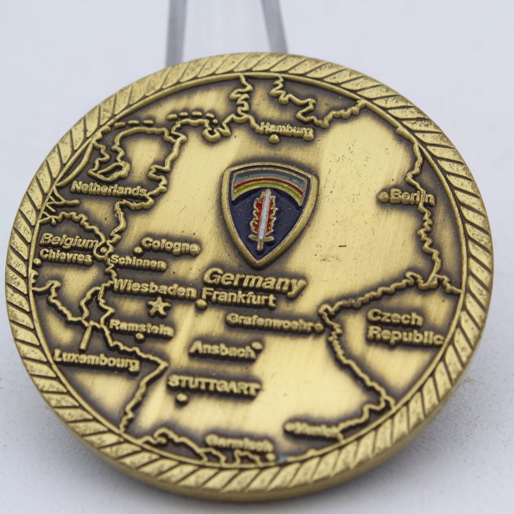 Wiesbaden Germany U.S. Army Sword of Freedom Challenge Coin 1.6" Copper Pre-Owned