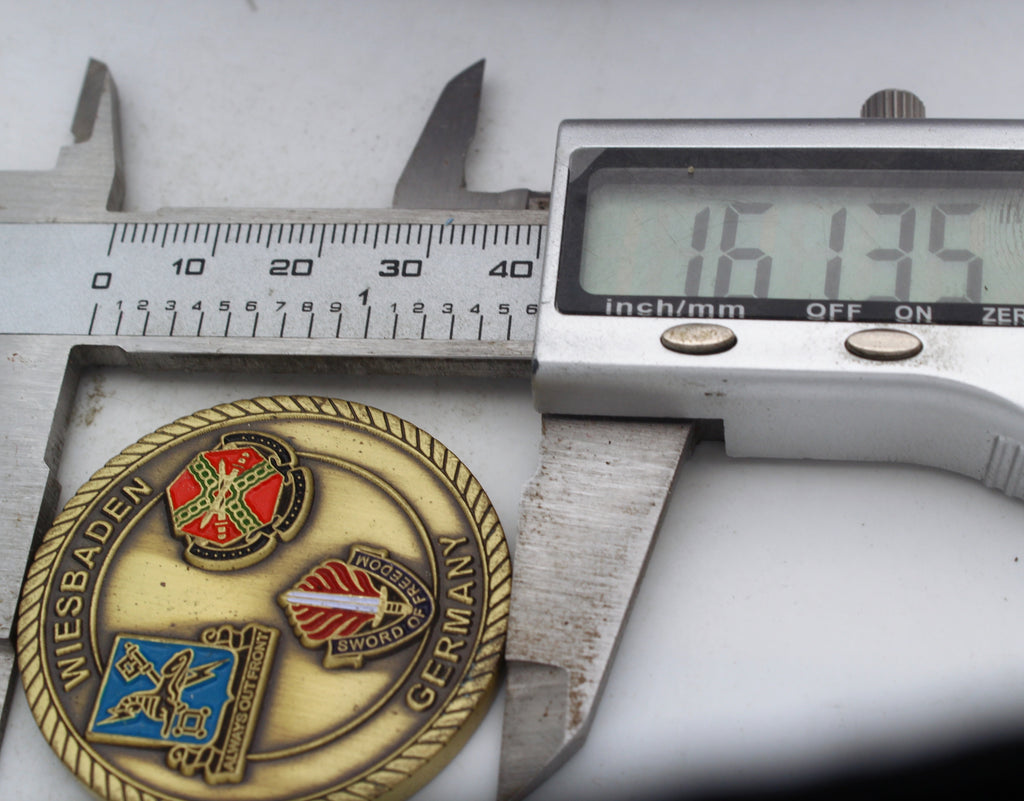 Wiesbaden Germany U.S. Army Sword of Freedom Challenge Coin 1.6" Copper Pre-Owned
