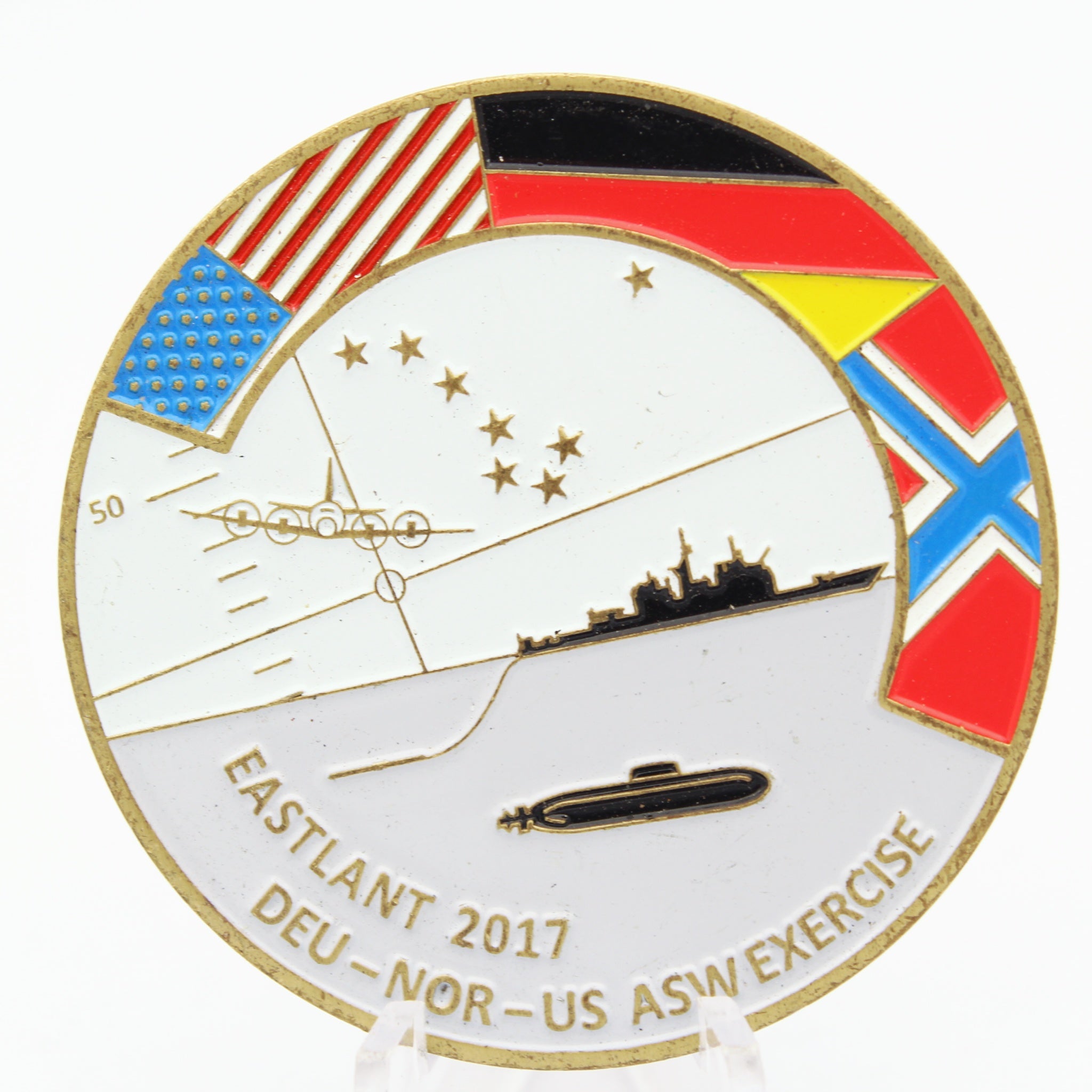 German Navy 1st Submarine Squadron CTF 421 EASTLANT 2017 Challenge Coin 2" Pre-owned