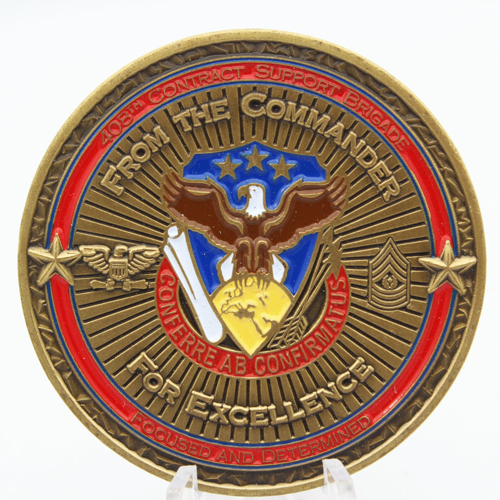 US Army 408th Contract Support Brigade Challenge Coin Southwest Asia 2" Pre-owned