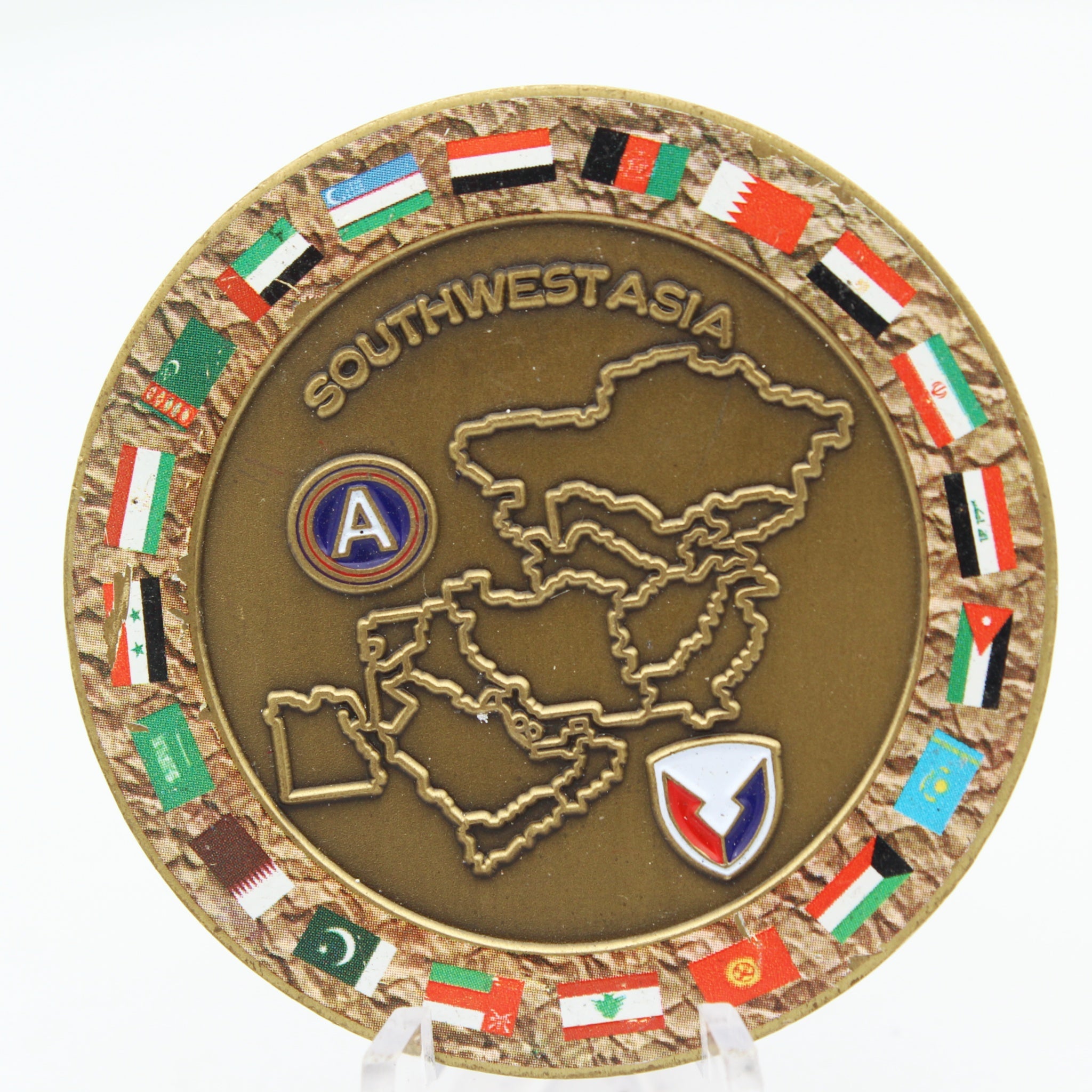 US Army 408th Contract Support Brigade Challenge Coin Southwest Asia 2" Pre-owned