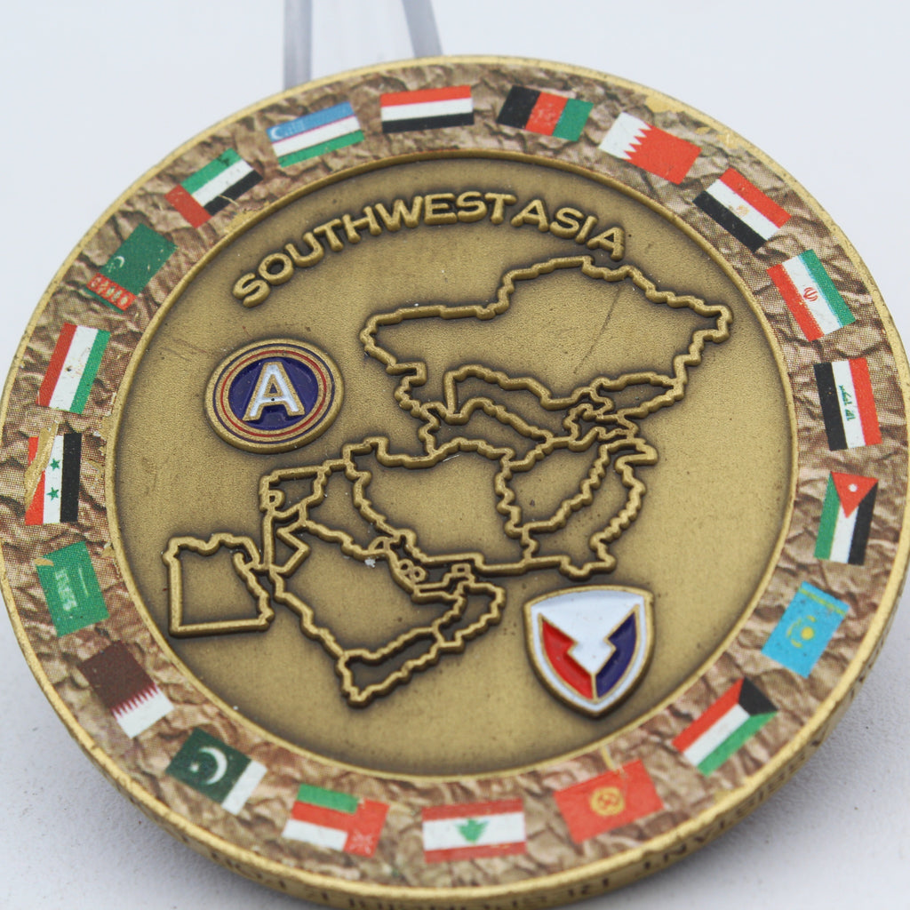 US Army 408th Contract Support Brigade Challenge Coin Southwest Asia 2" Pre-owned