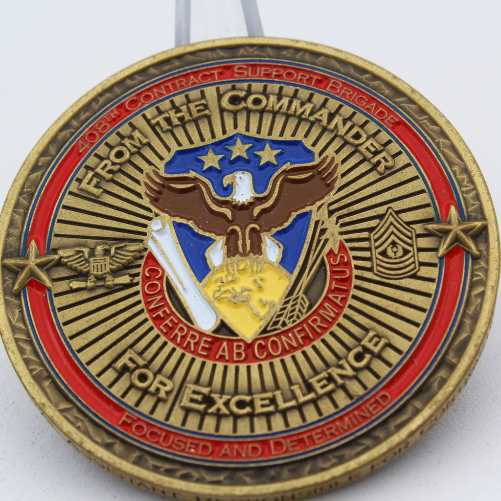 US Army 408th Contract Support Brigade Challenge Coin Southwest Asia 2" Pre-owned