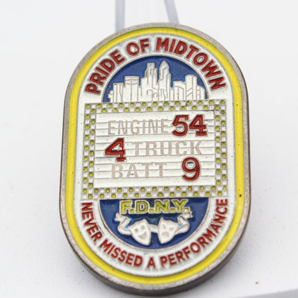 FDNY Pride of Midtown Challenge Coin Engine 54 Truck 4 Batt 9 1.75" Pre-owned