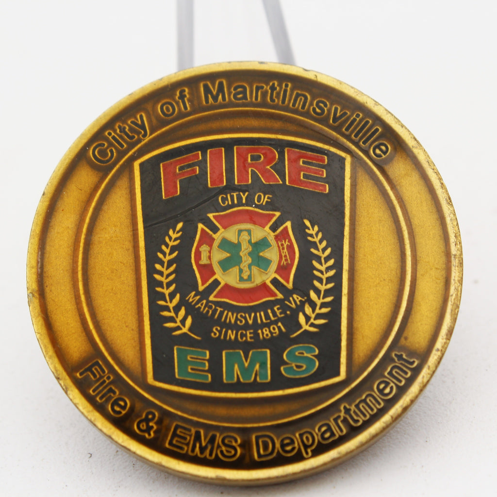 City of Martinsville VA Fire EMS Challenge Coin Firefighter 1.5" Pre-Owned