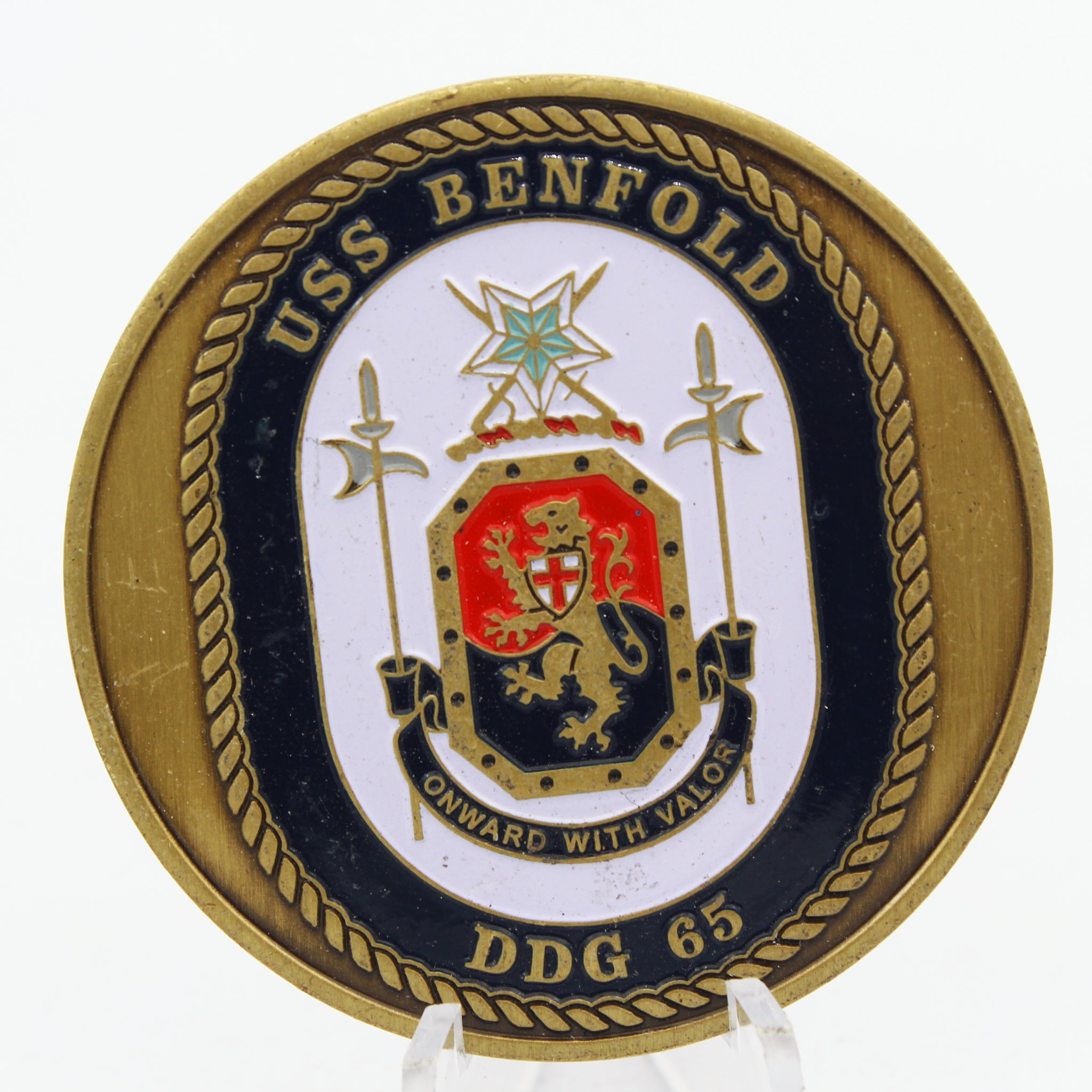 USS Benfold DDG-65 Navy Enlistment Oath Challenge Coin 2" Pre-owned