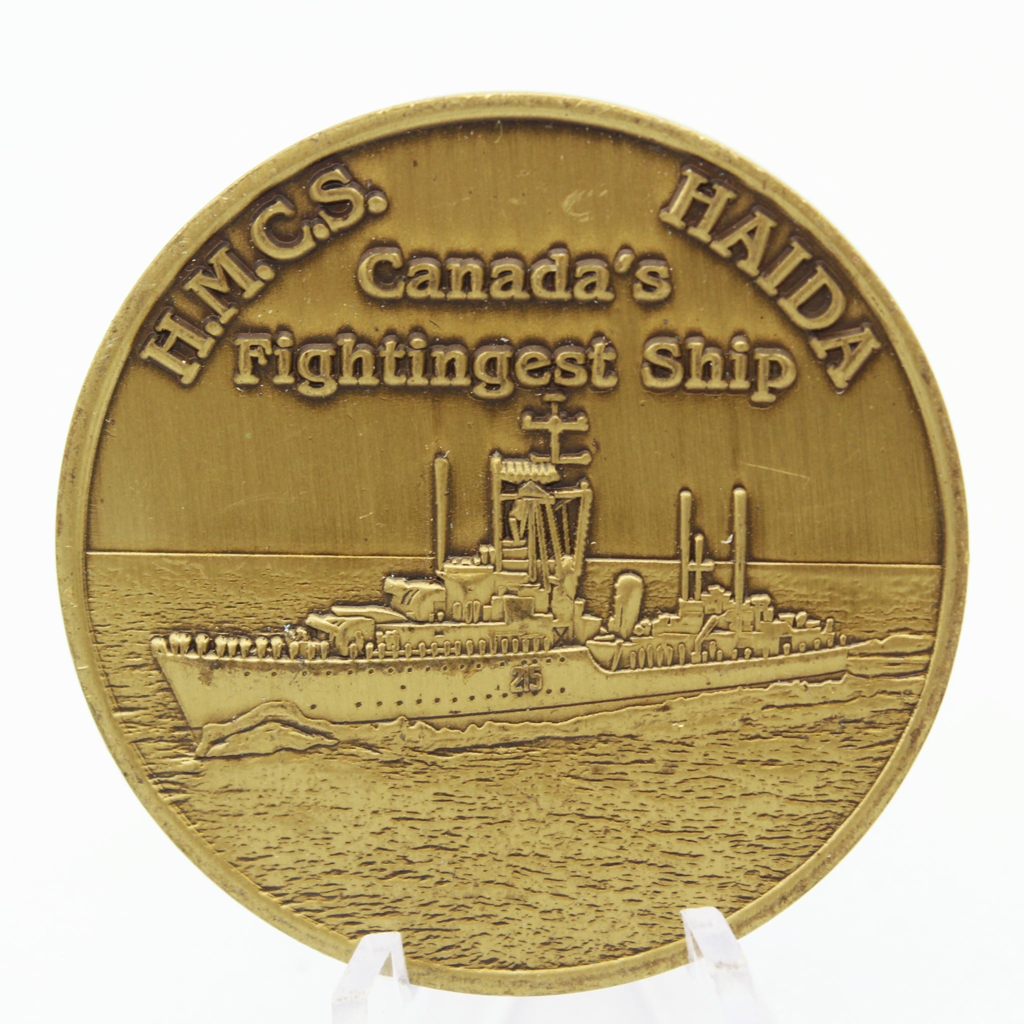 HMCS Haida Royal Canadian Navy Fightingest Ship Challenge Coin 1.75 Inch Collectible Pre-owned