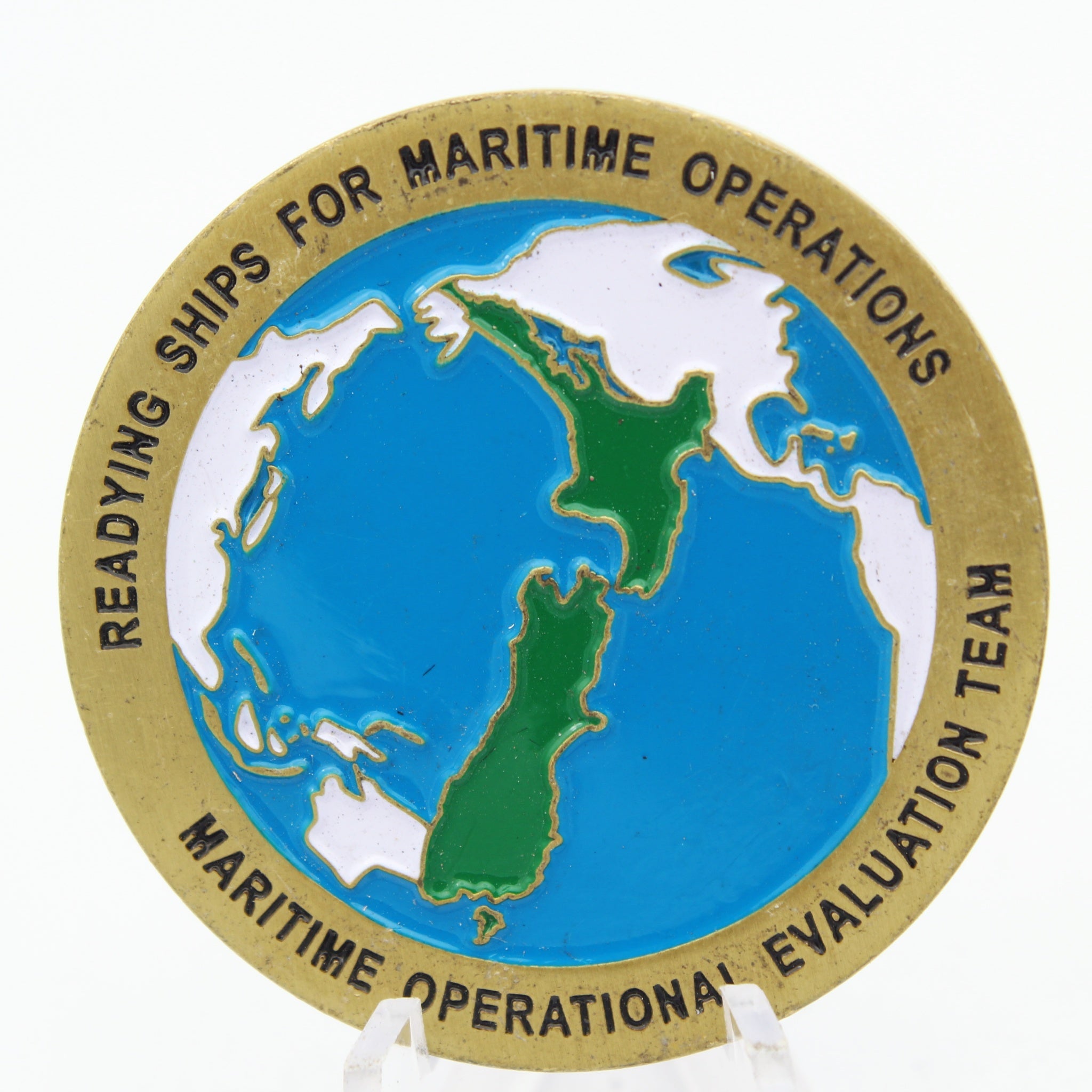 RNZN Royal New Zealand Navy Challenge Coin Maritime Operational Evaluation Team Collectible 1.75“ Pre-owned