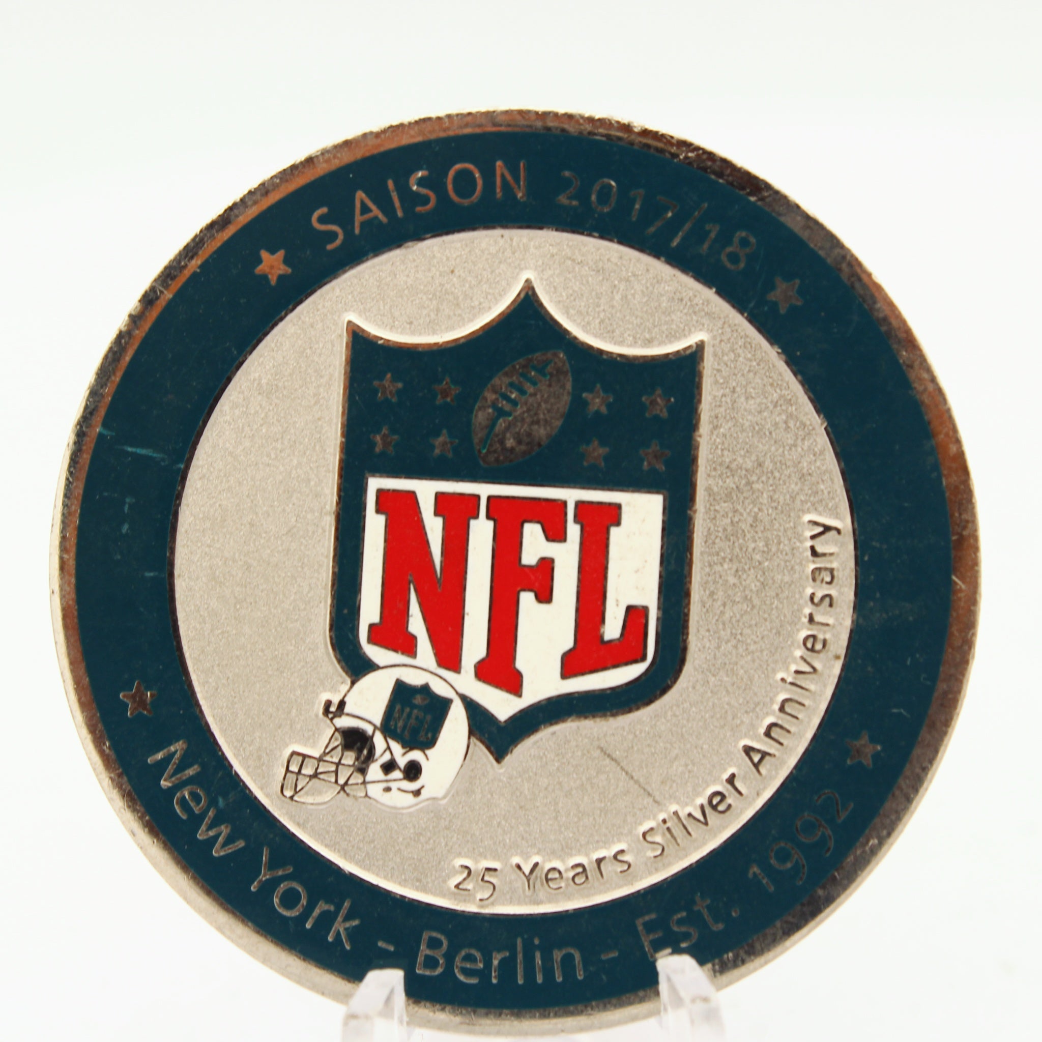 NFL Germany Allstars 25 Years Silver Anniversary Challenge Coin 2.0" Copper Used