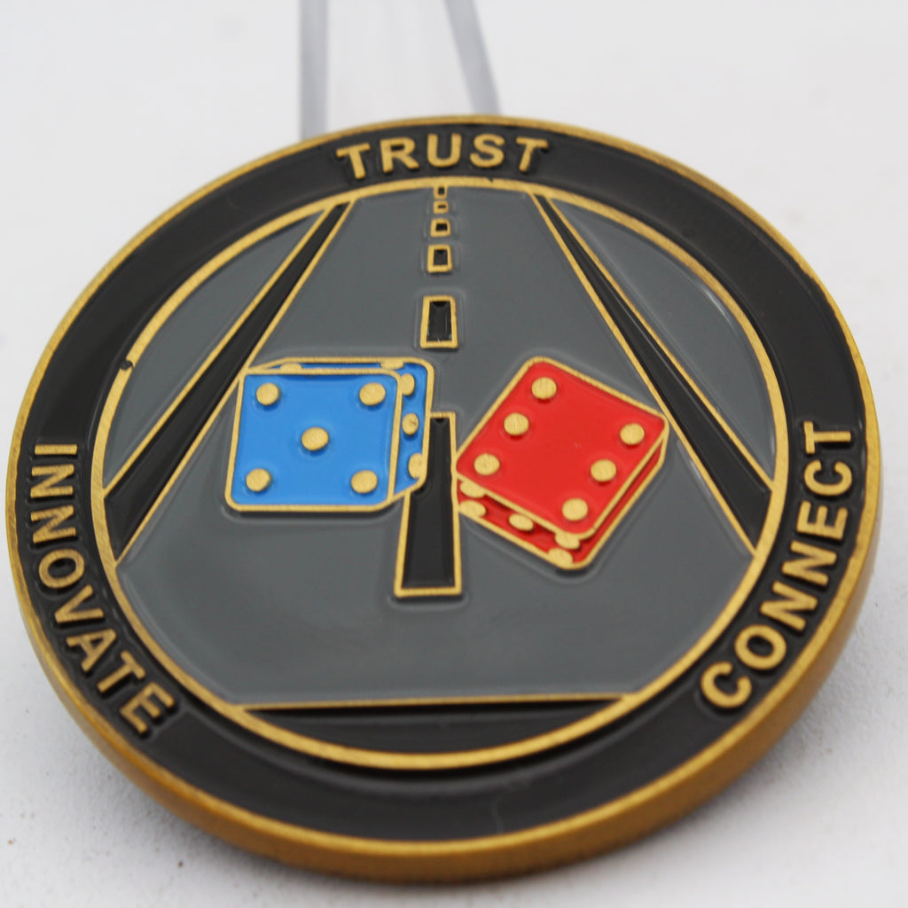 Operations Support Squadron Trust Innovate Connect Challenge Coin 1.75" Copper Used