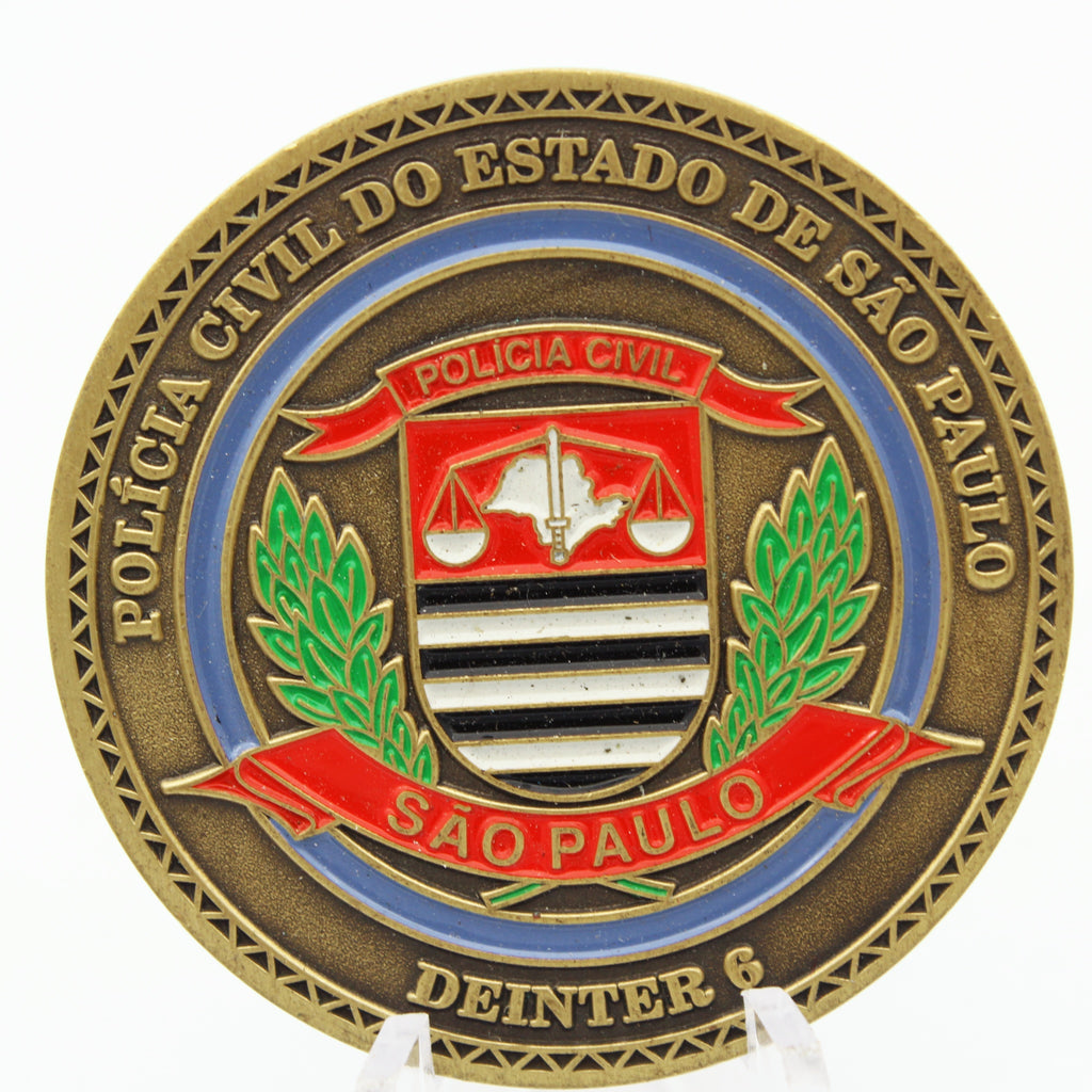 Brazil Sao Paulo Civil Police Challenge Coin DEINTER 6 50 Years 1.75” Pre-owned