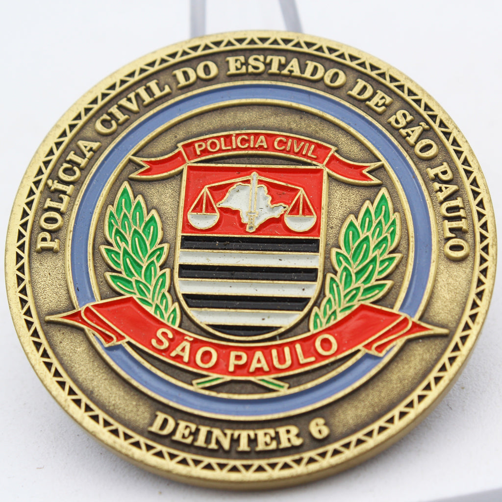 Brazil Sao Paulo Civil Police Challenge Coin DEINTER 6 50 Years 1.75” Pre-owned