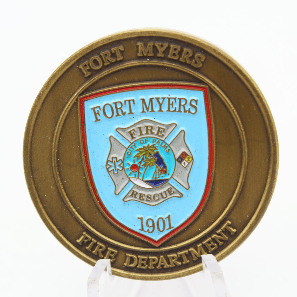 Fort Myers FL Fire Rescue Challenge Coin 1901 Fire Department Collectible Pre-owned