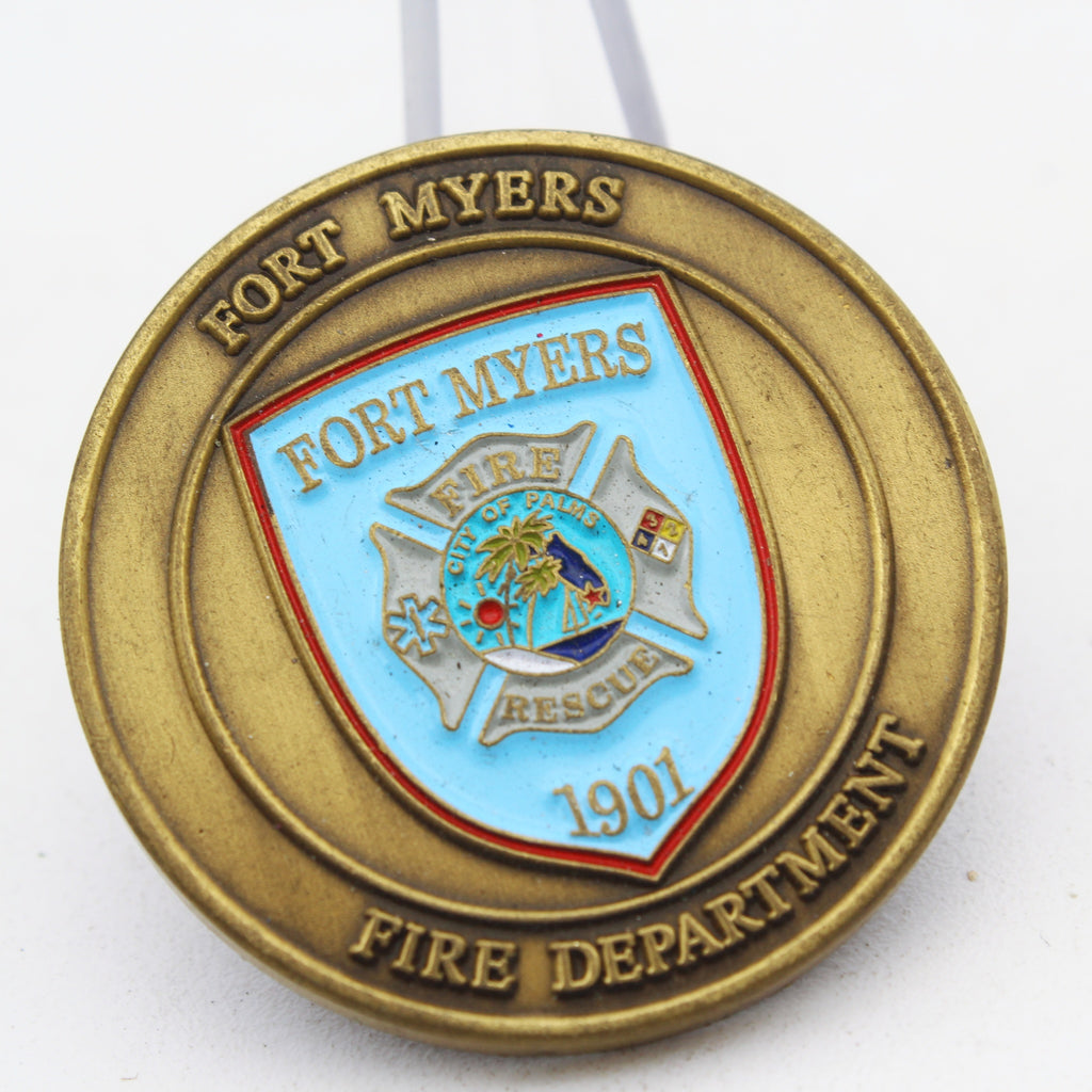 Fort Myers FL Fire Rescue Challenge Coin 1901 Fire Department Collectible Pre-owned