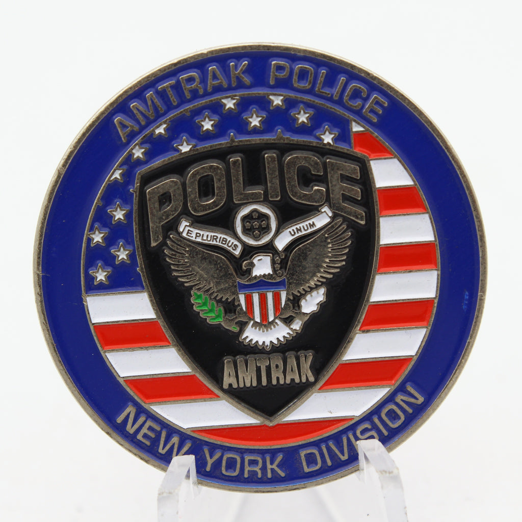 Amtrak Police New York Division Challenge Coin 1.5'' Copper Railroad Police Medallion Pre-Owned