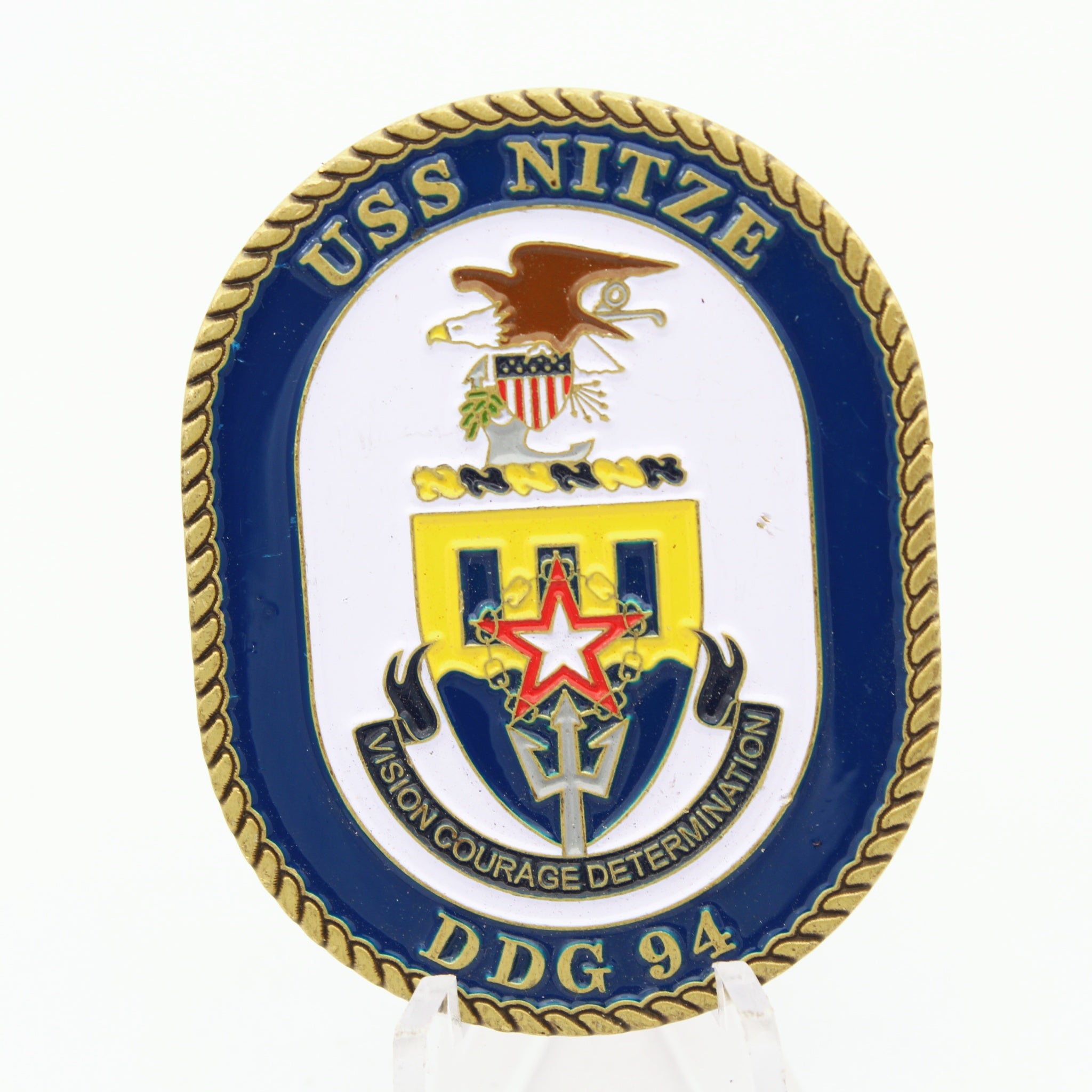 USS Nitze DDG-94 Challenge Coin 2.0'' Copper US Navy Destroyer Medallion Pre-Owned