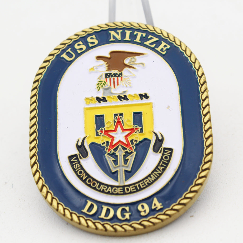 USS Nitze DDG-94 Challenge Coin 2.0'' Copper US Navy Destroyer Medallion Pre-Owned