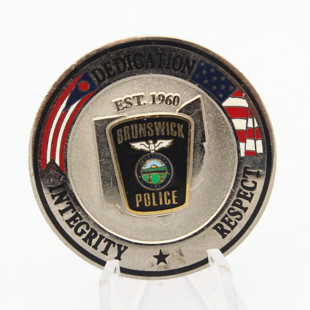 Brunswick Police Ohio Challenge Coin 1.5'' Copper Thin Blue Line Law Enforcement Pre-owned